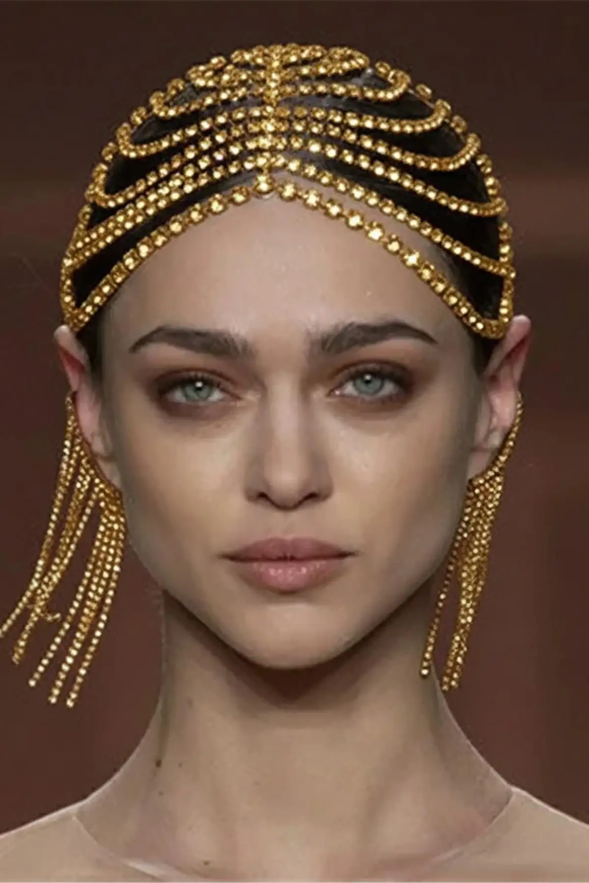 Altın Renk Taş Detaylı Saç Aksesuarı/Kına Aksesuarı