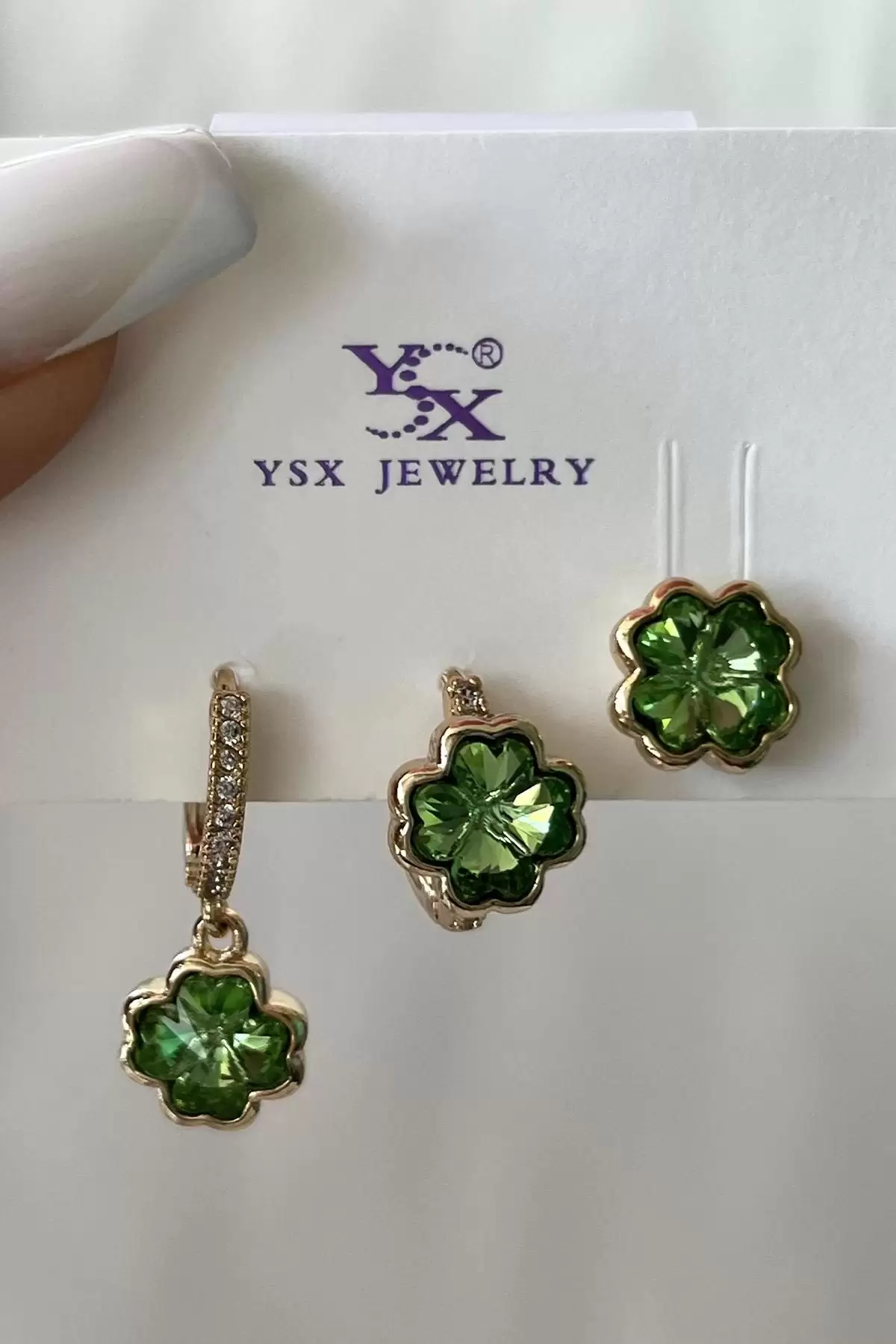 Altın Renk Taş Detaylı VİP 3lü YSX Küpe Set