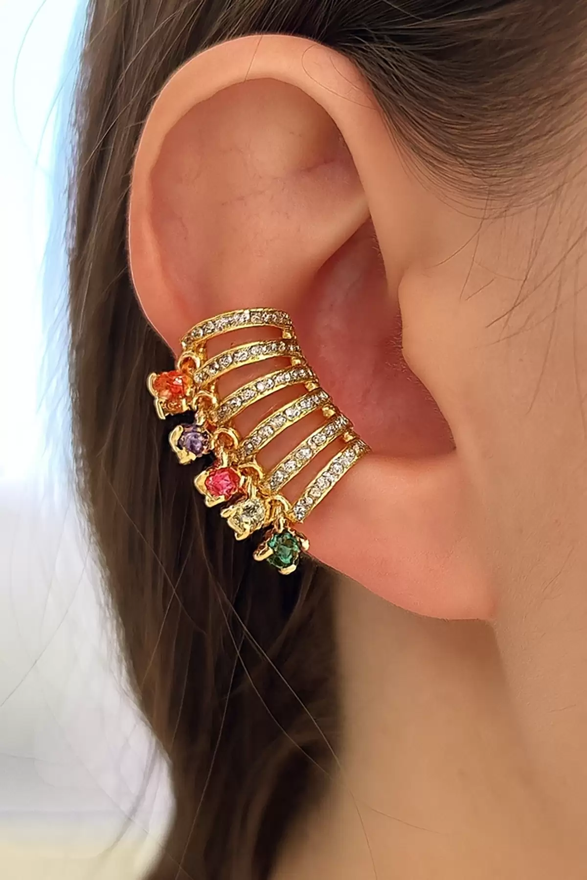 Altın Renk Taş Detaylı YSX Ear Cuff (Tek)