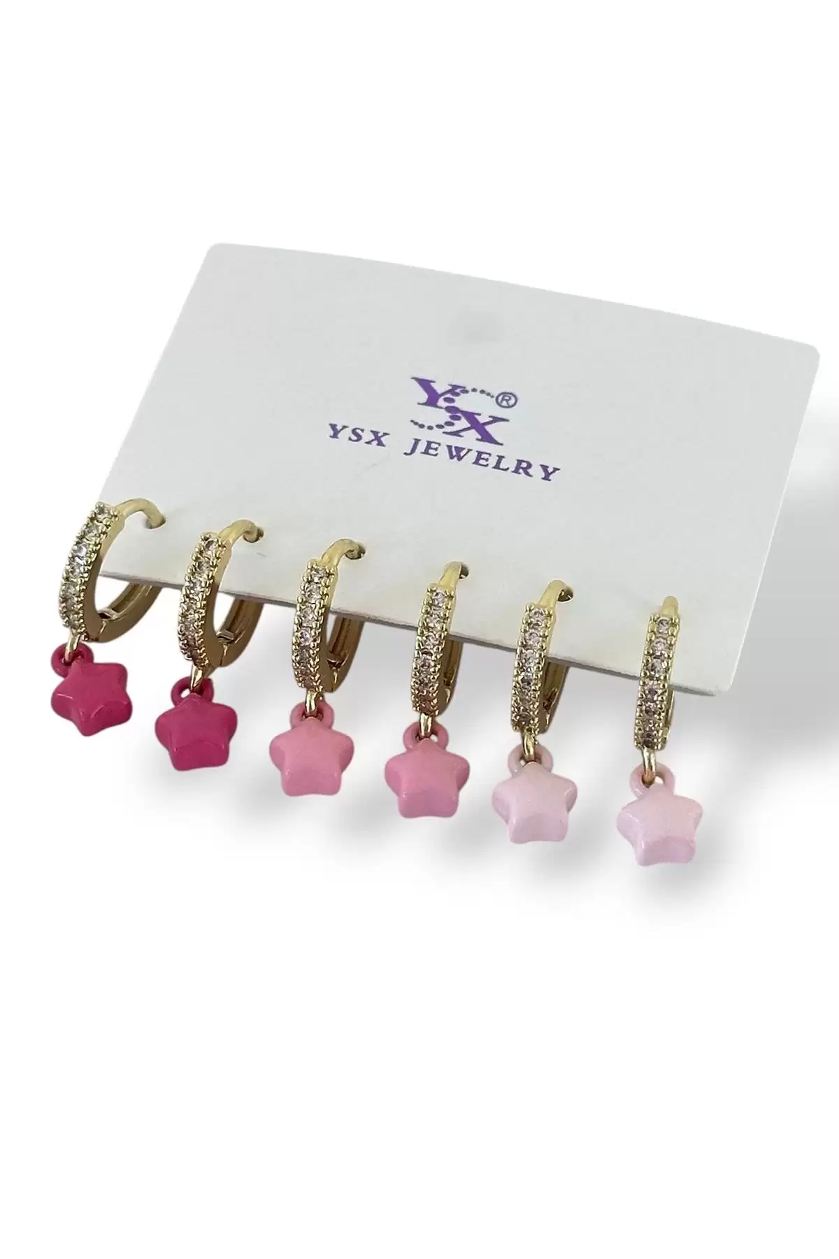 Altın Renk Yıldız Figürlü 6lı YSX Küpe Set