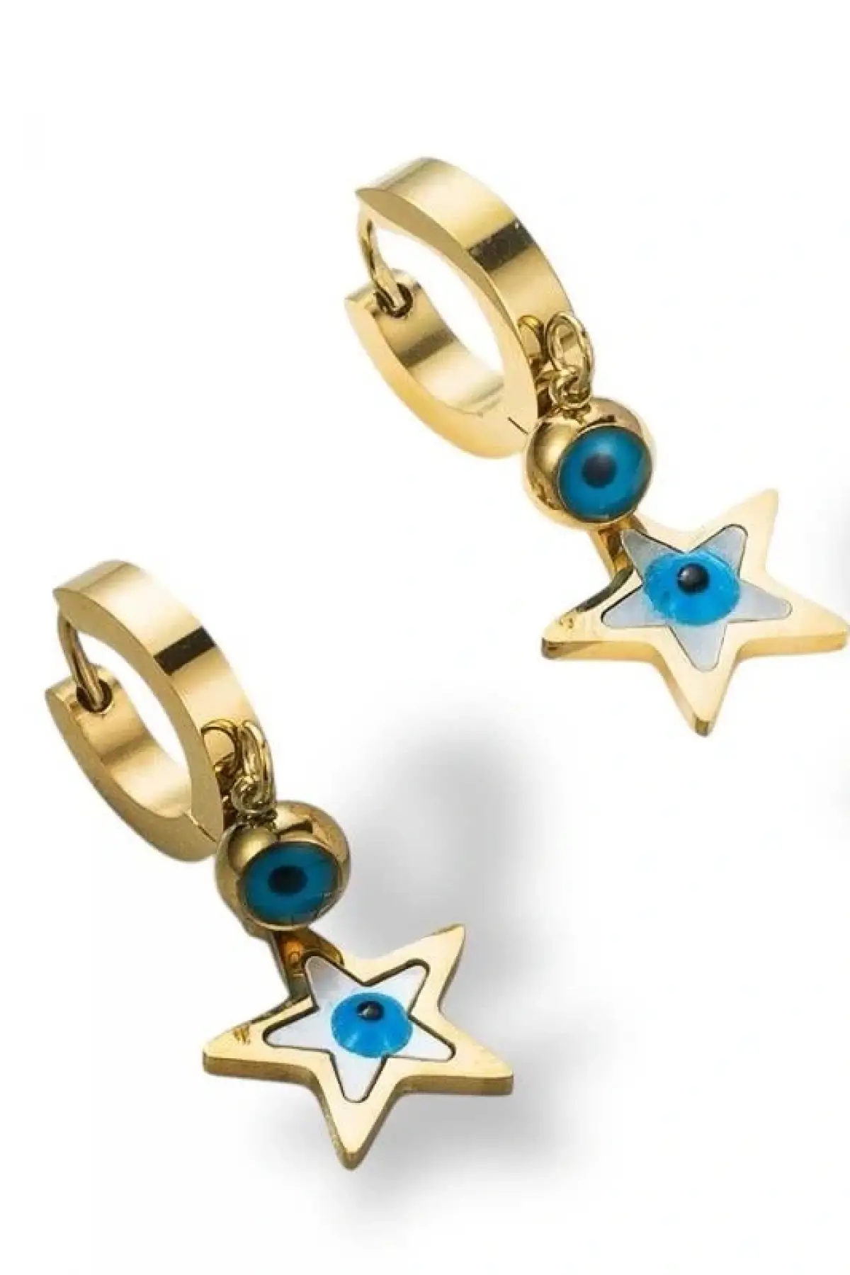 Altın Renk Yıldız Figürlü Çelik Küpe (Çift)