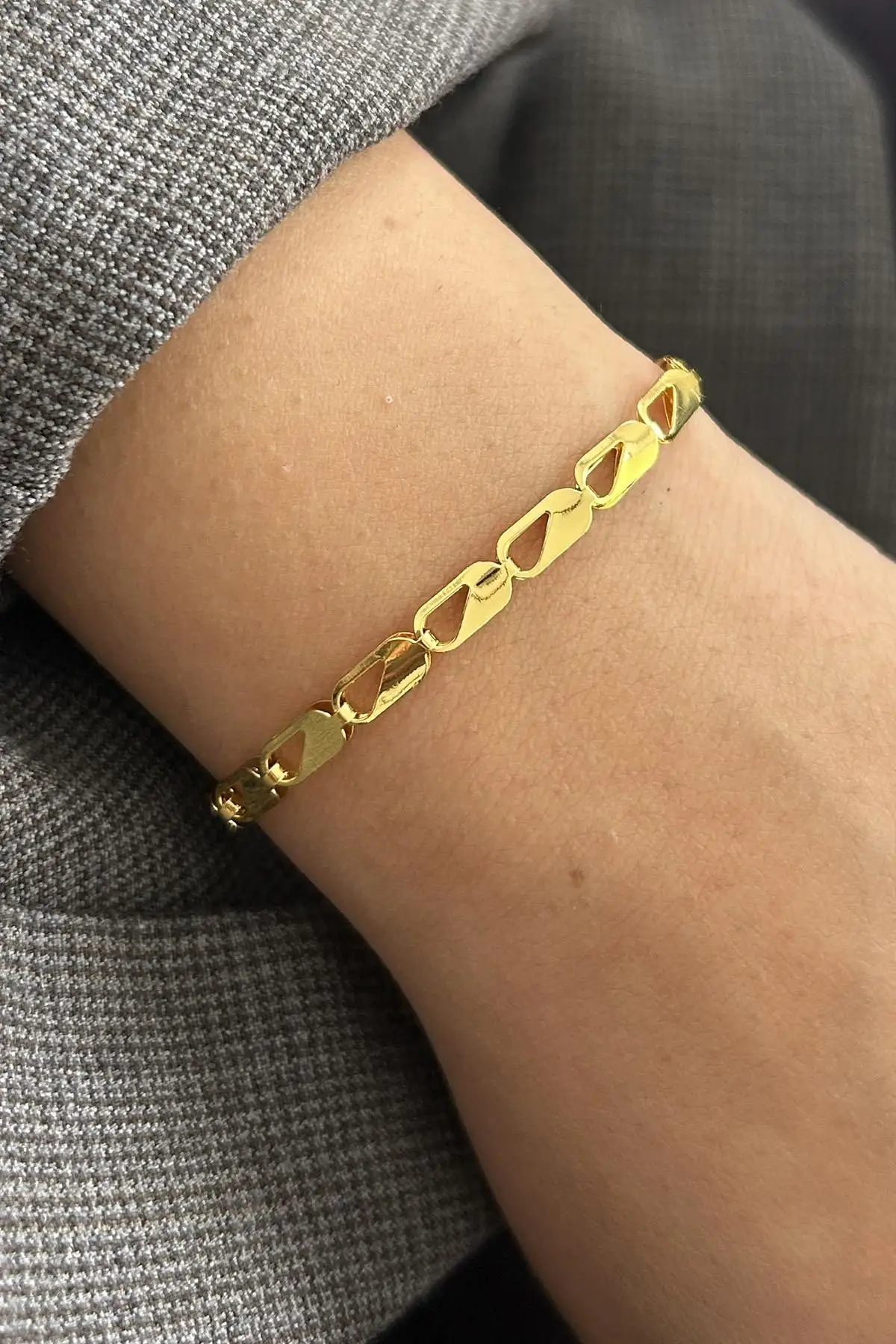 Altın Renk Zincir Çelik Bileklik (Unisex)