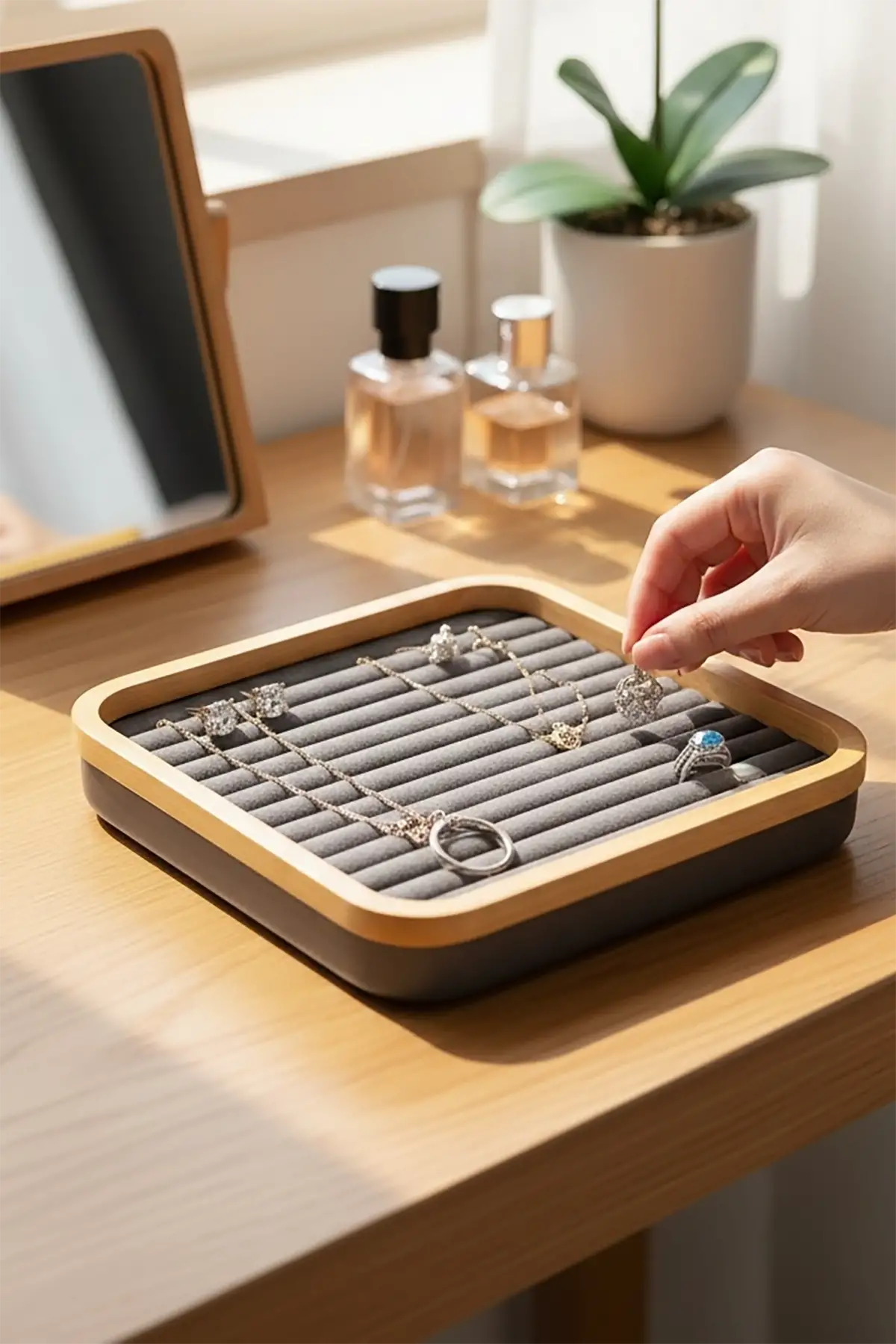 Antrasit Renk Yüzük Kelepçe Düzenleyici Rulo Yüzük Standı