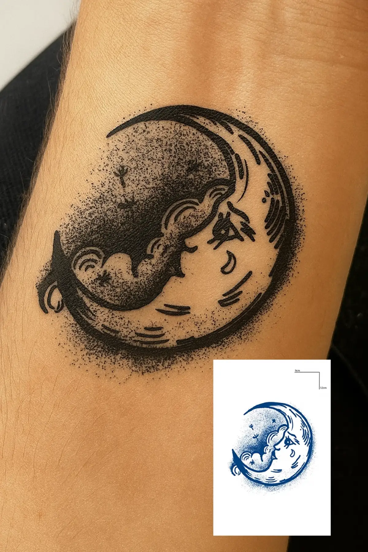 Ay Figürlü Figürlü 12 Saat Sonra Kararan Geçici Dövme Tattoo