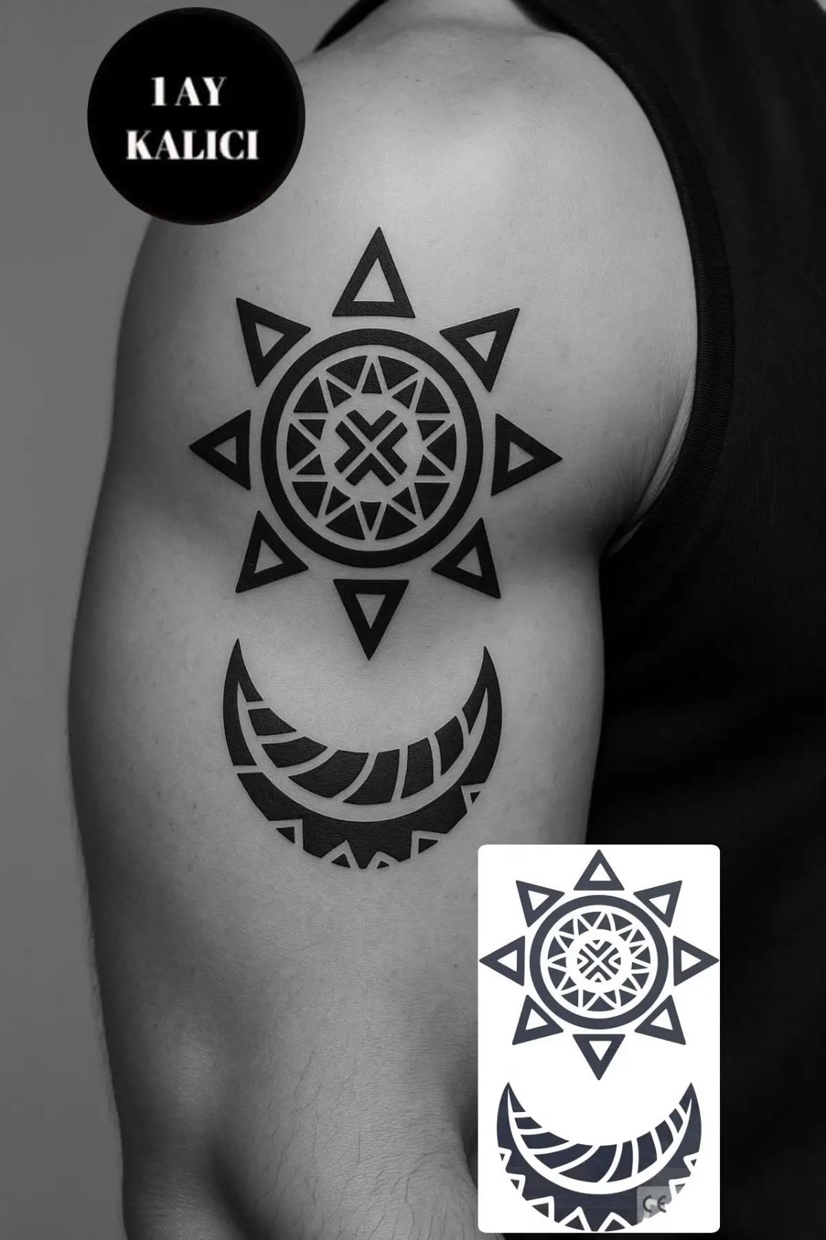 Ay Ve Yıldız Figürlü 12 Saat Sonra Kararan Geçici Mini Dövme Tattoo