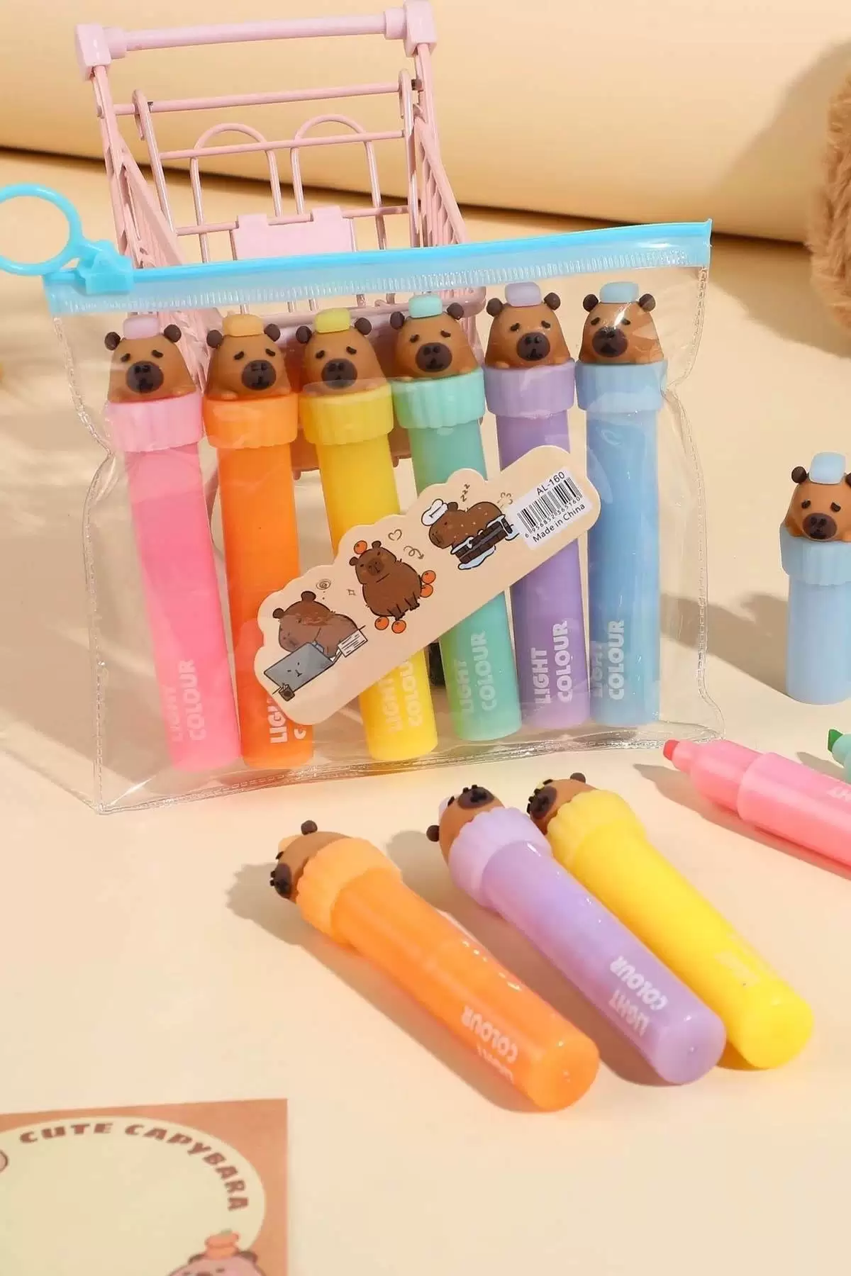 Ayıcık Figürlü 6lı Fosforlu Kalem Set