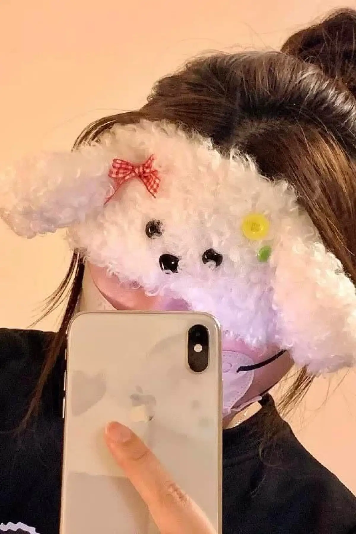 Beyaz Renk Köpek Figürlü Peluş Uyku Bandı