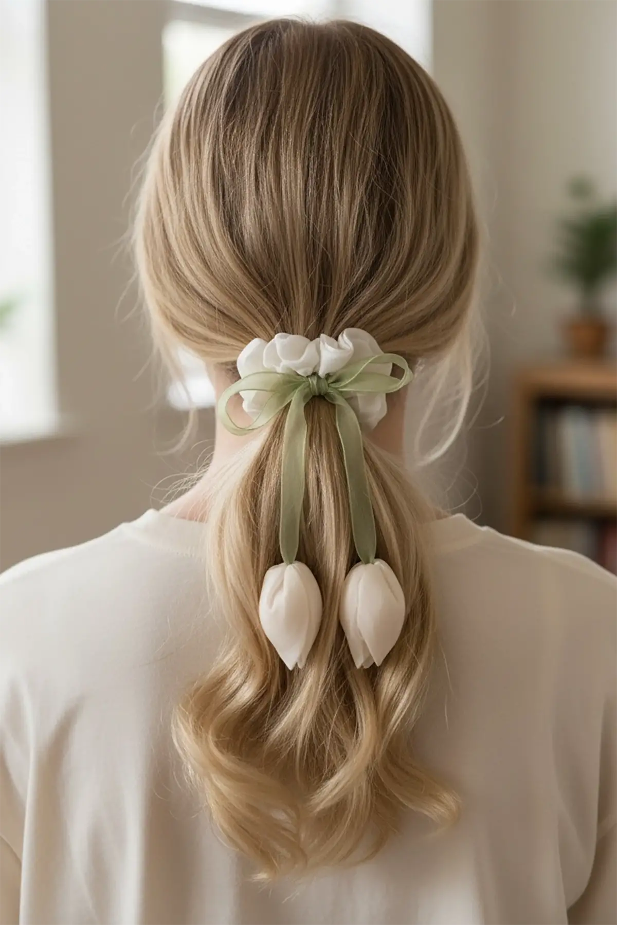 Beyaz Renk Lale Figürlü Simit Toka