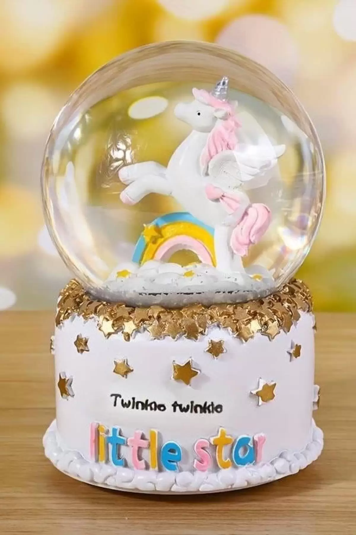 Beyaz Renk Unicorn Figürlü Müzikli Ve Işıklı Kar Küresi