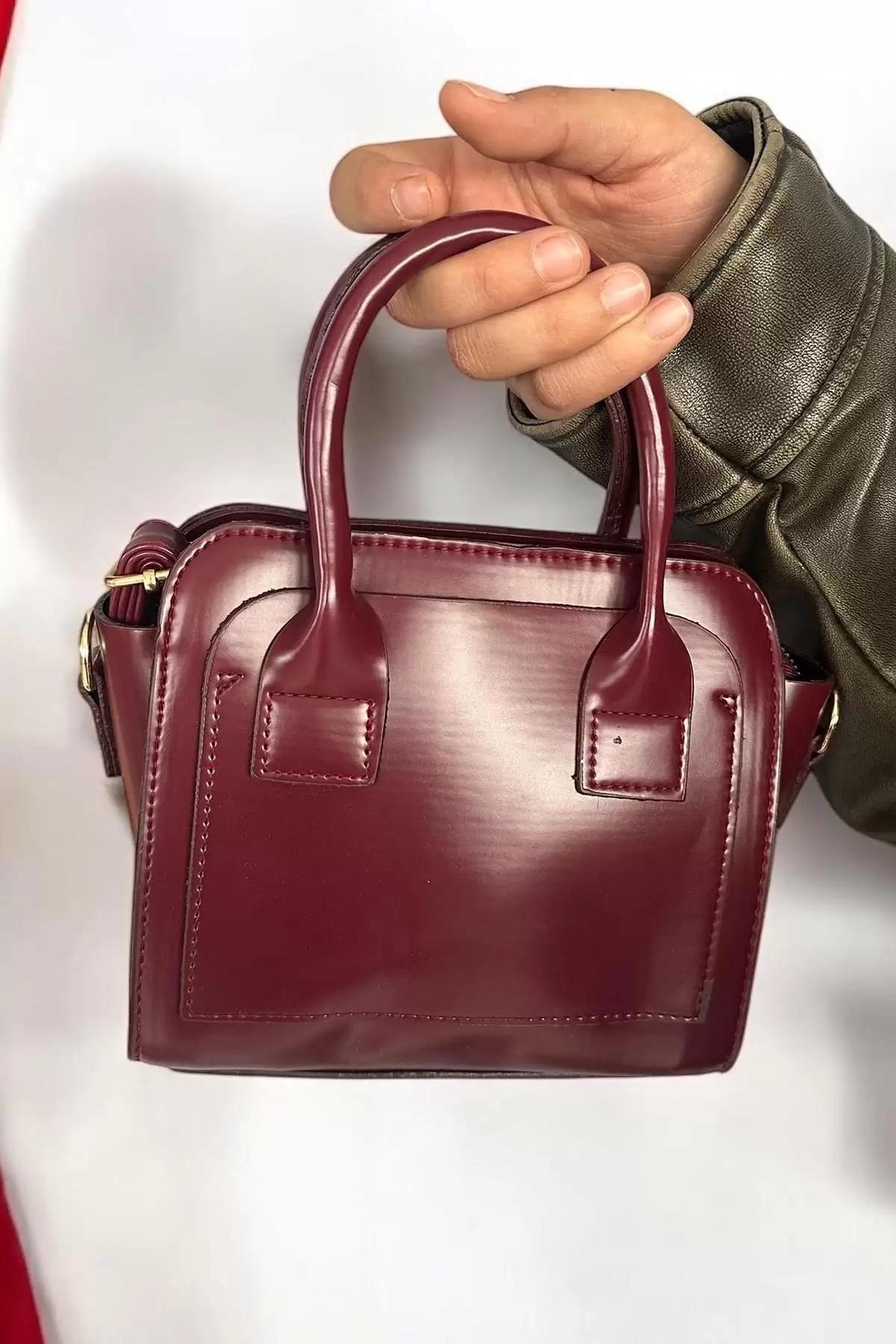 Bordo Renk Kadın Deri Çanta
