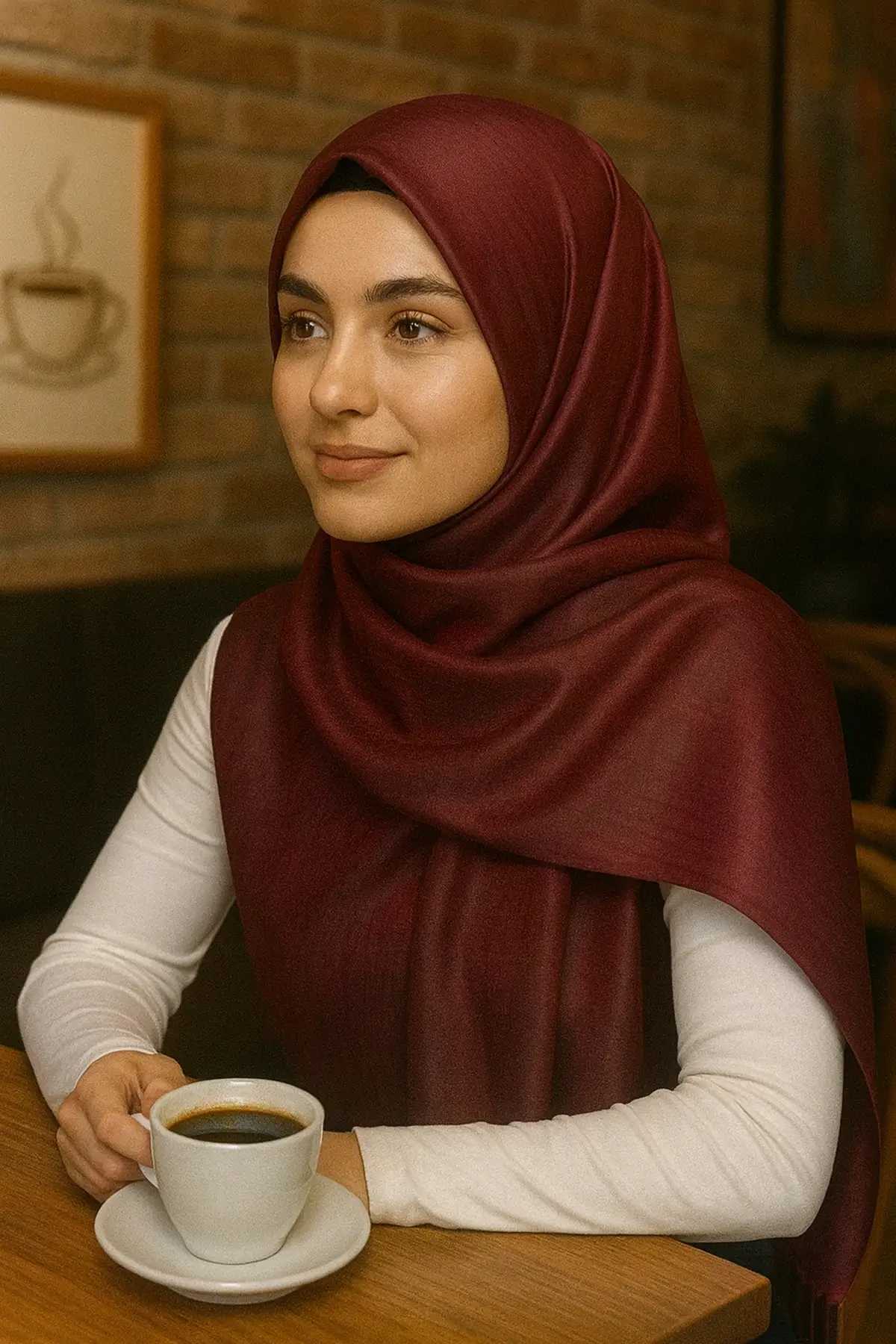 Bordo Renk Tafta Şal