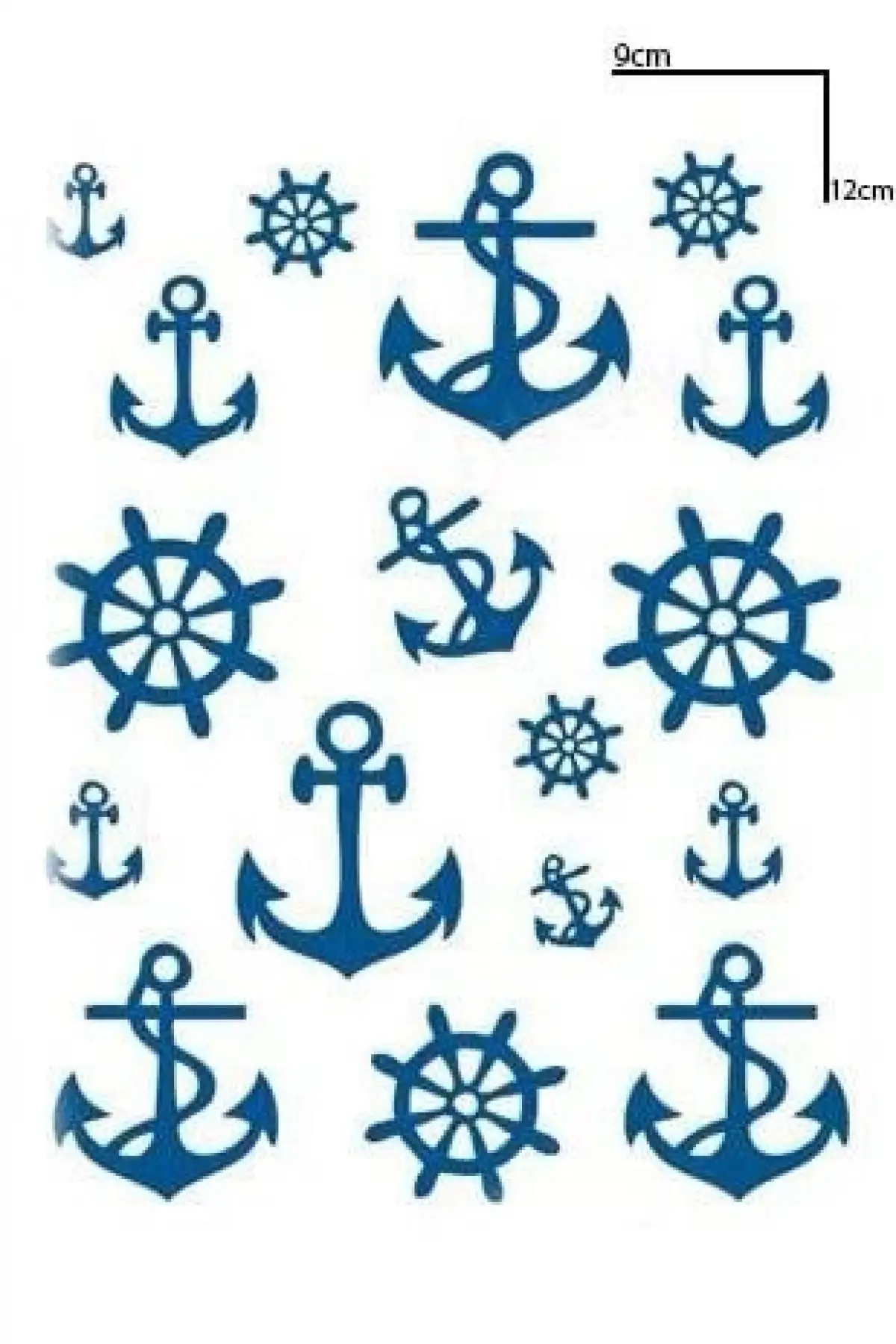 Çapa Figürlü 12 Saat Sonra Kararan Geçici Mini Dövme Tattoo