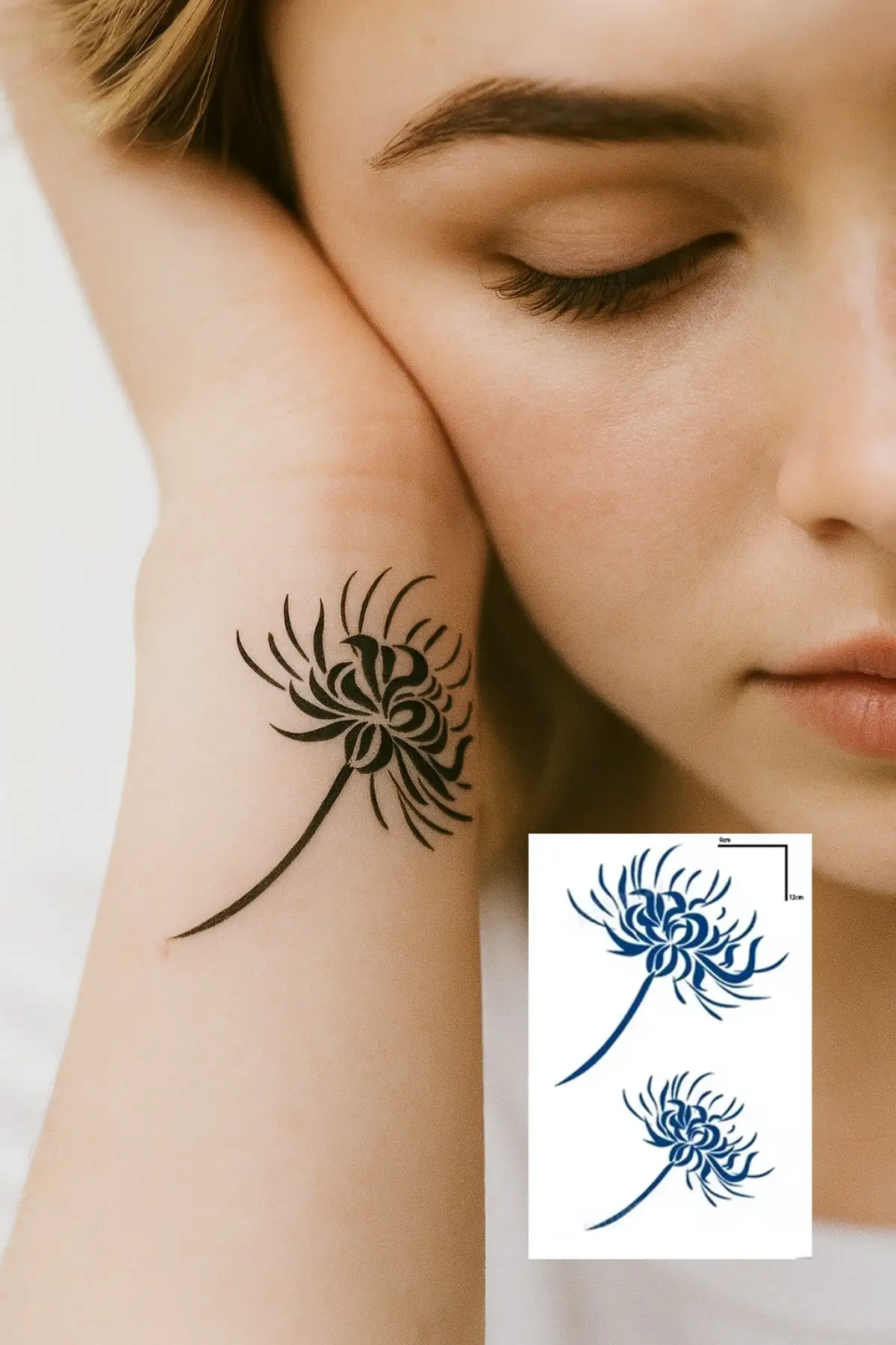 Çiçek Figürlü 12 Saat Sonra Kararan Geçici Dövme Tattoo