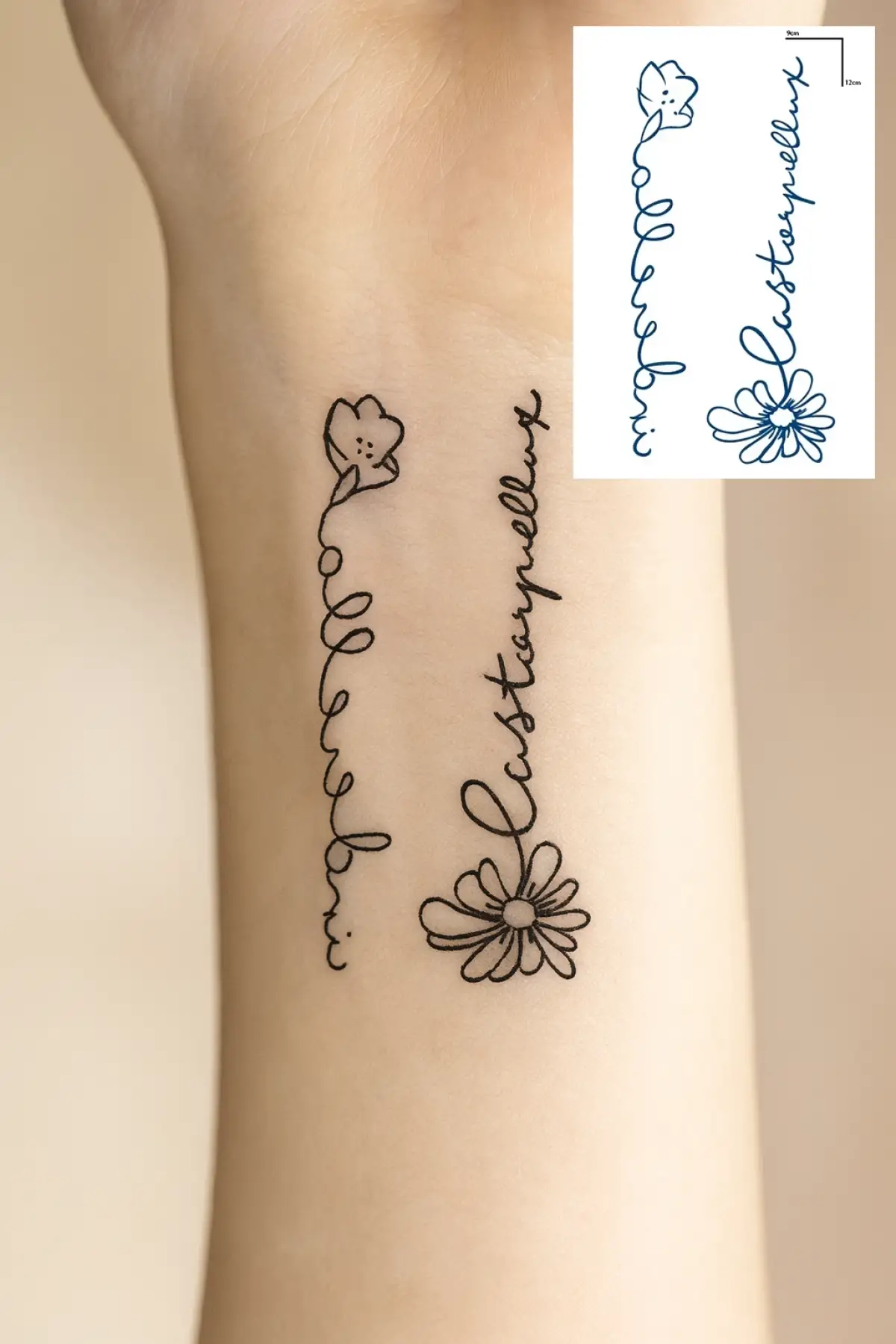 Çiçek Figürlü 12 Saat Sonra Kararan Geçici Dövme Tattoo