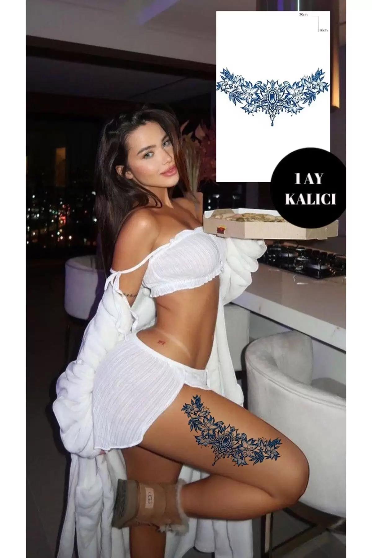Çiçek Figürlü 12 Saat Sonra Kararan Geçici Dövme Tattoo