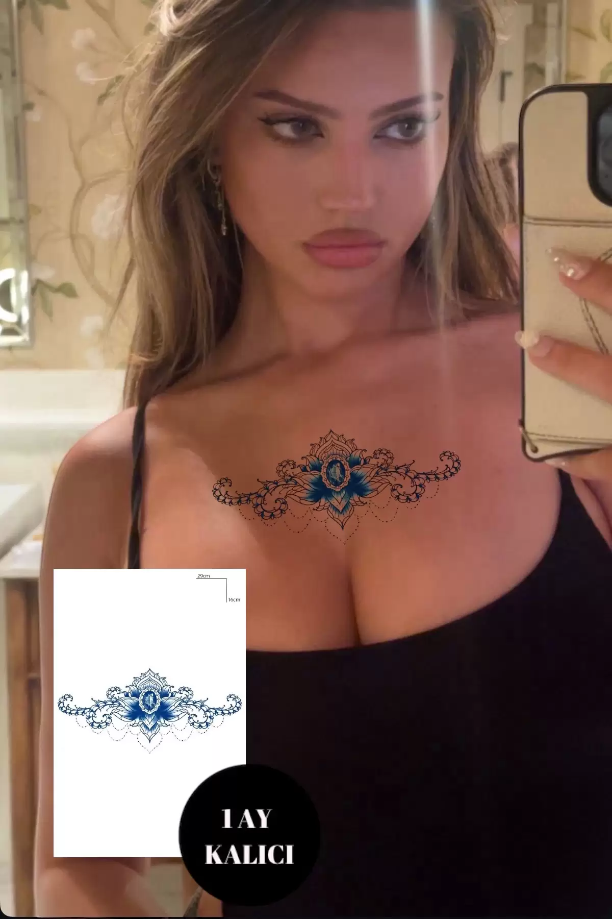 Çiçek Figürlü 12 Saat Sonra Kararan Geçici Dövme Tattoo