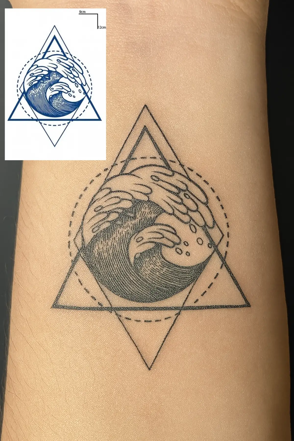 Dalga Figürlü 12 Saat Sonra Kararan Geçici Dövme Tattoo