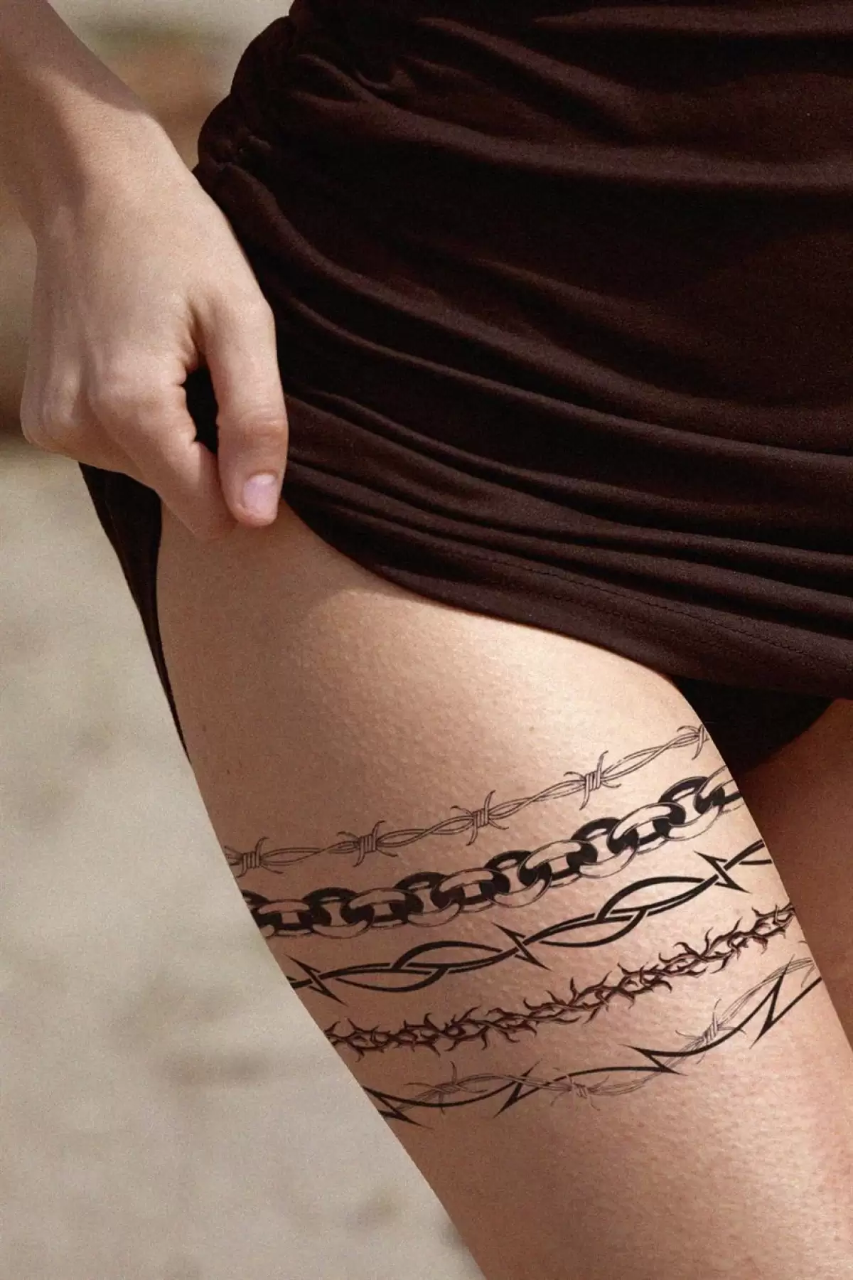 Dikenli Tel Zincir Geçici Dövme Tattoo
