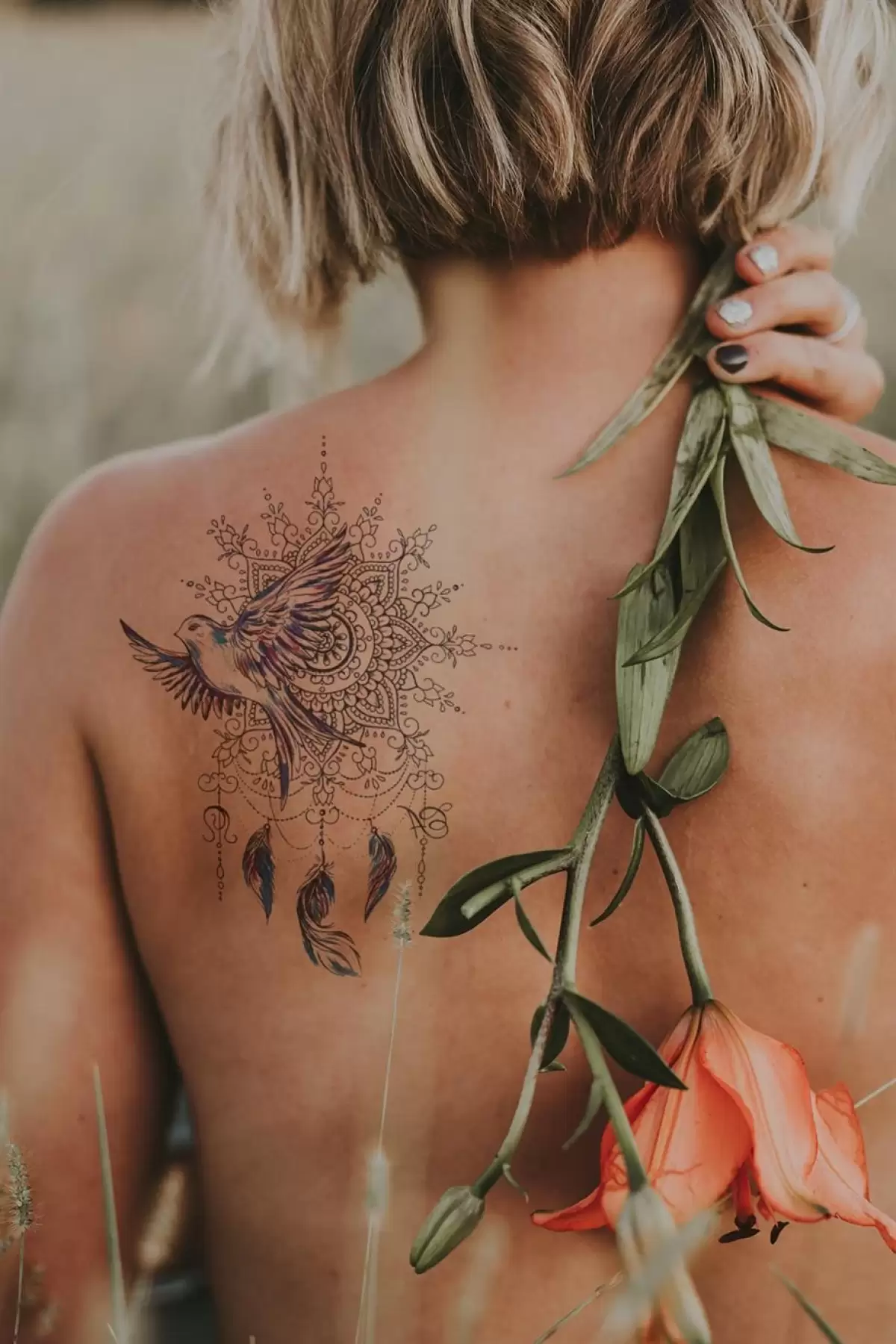 Düş Kapanı ve Kuş Geçici Dövme Tattoo
