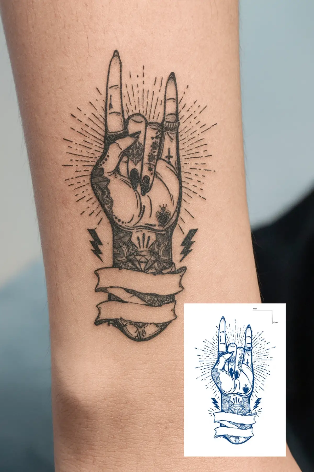 El Figürlü 12 Saat Sonra Kararan Geçici Dövme Tattoo