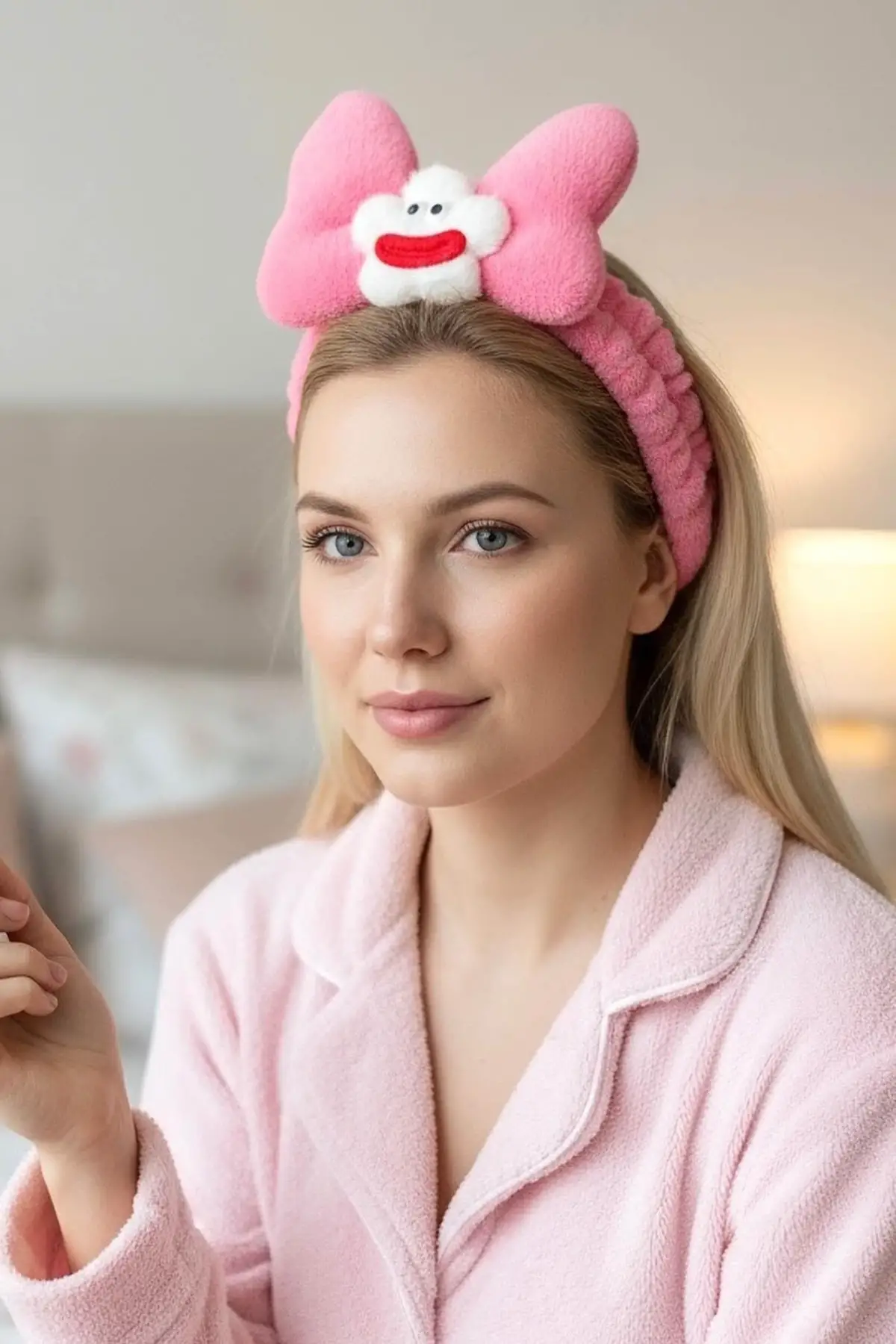 Fuşya Renk Canavar Figürlü Peluş Saç Bandı