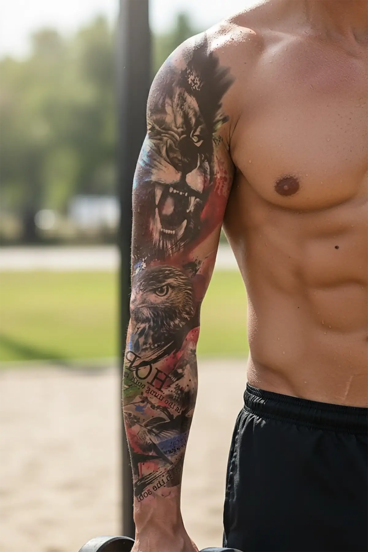 Geçici Aslan ve Kartal Kol Dövme Tattoo