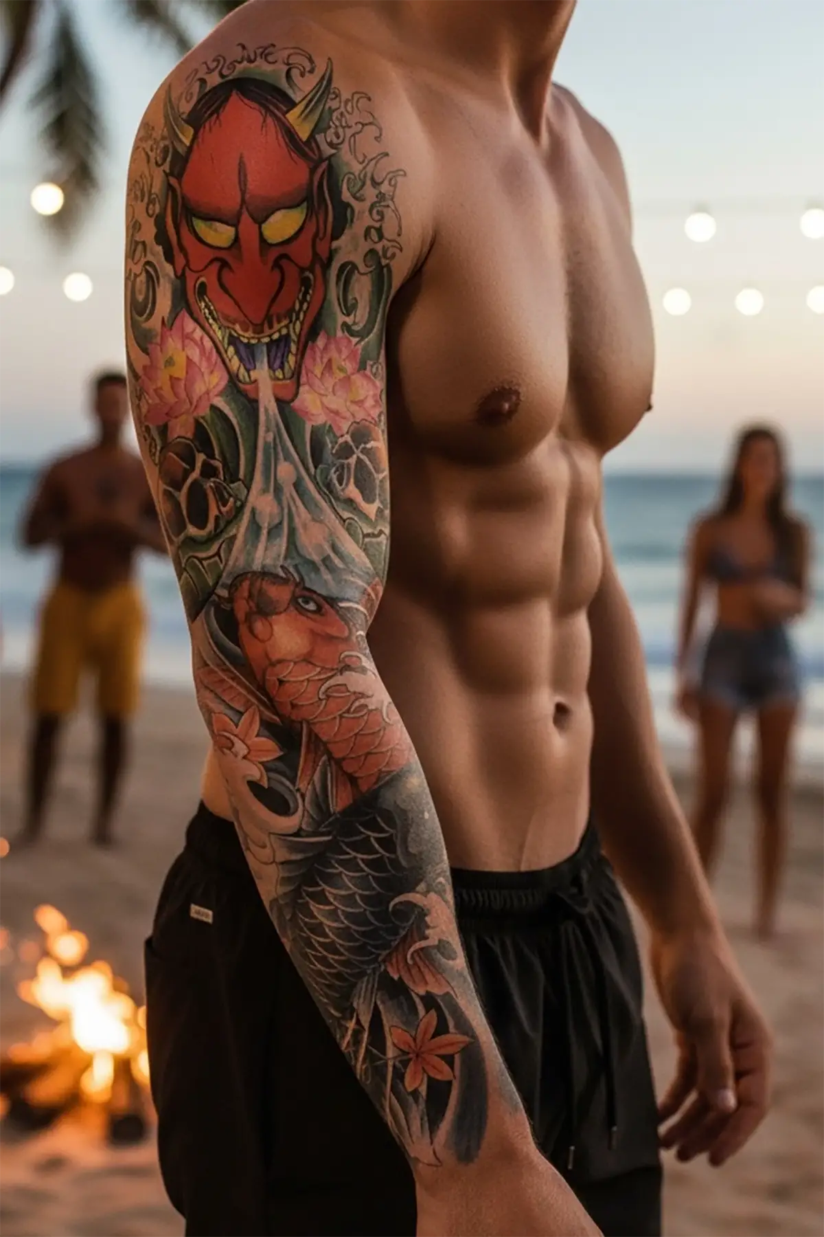 Geçici Balık ve Şeytan Kol Dövme Tattoo