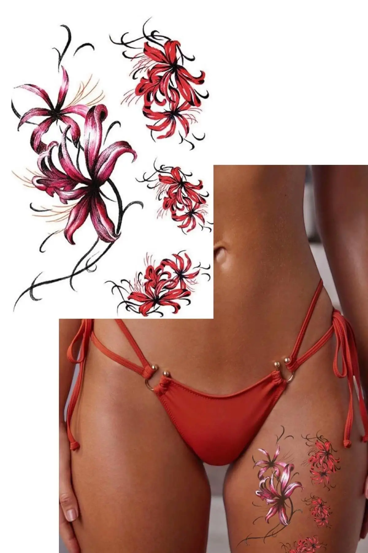 Geçici Çiçek Figürlü Dövme Tattoo