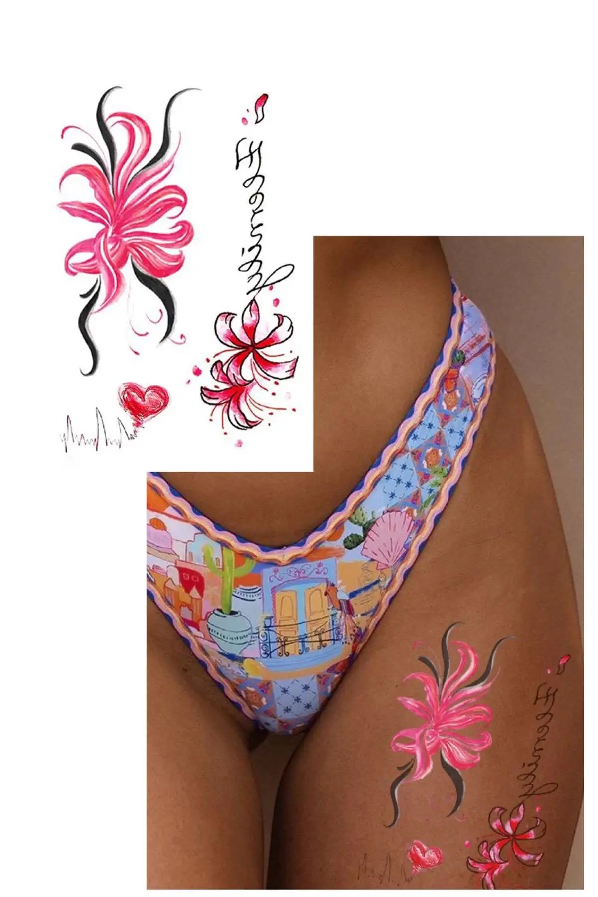 Geçici Çiçek Figürlü Dövme Tattoo