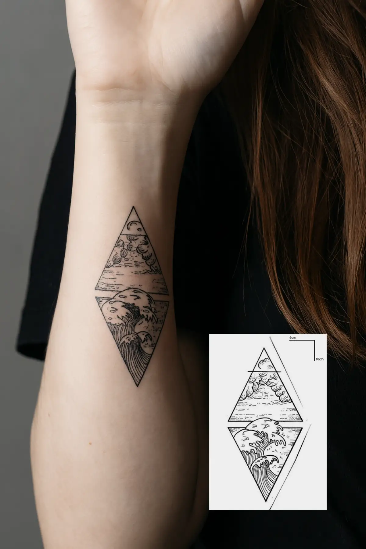 Geçici Dalga Figürlü Mini Dövme Tattoo