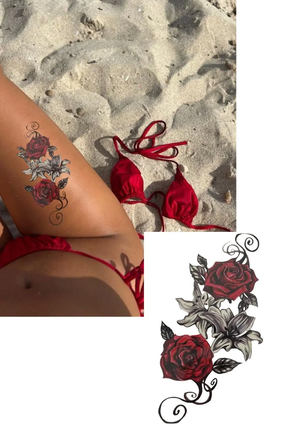 Geçici Gül Figürlü Dövme Tattoo