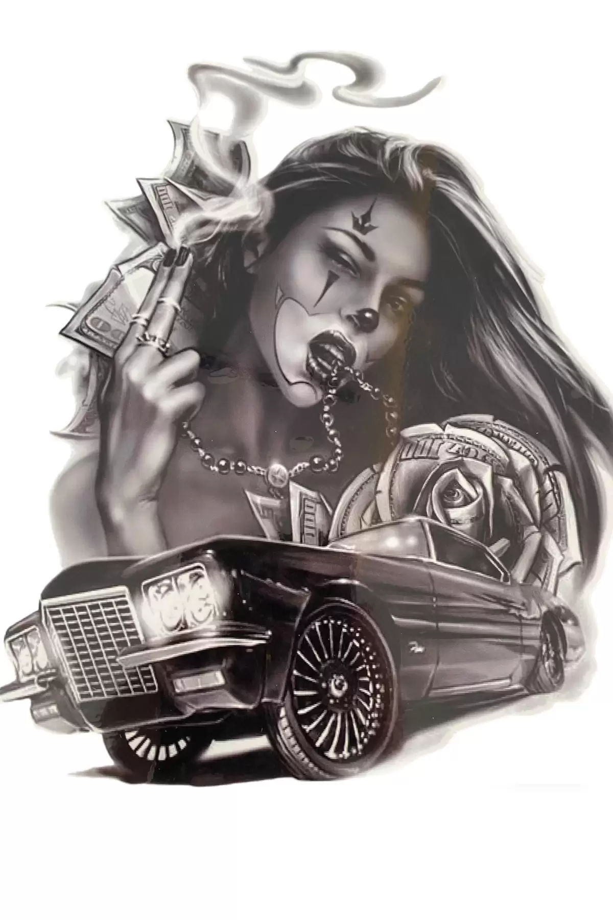 Geçici Kadın Ve Araba Figürlü Dövme Tattoo