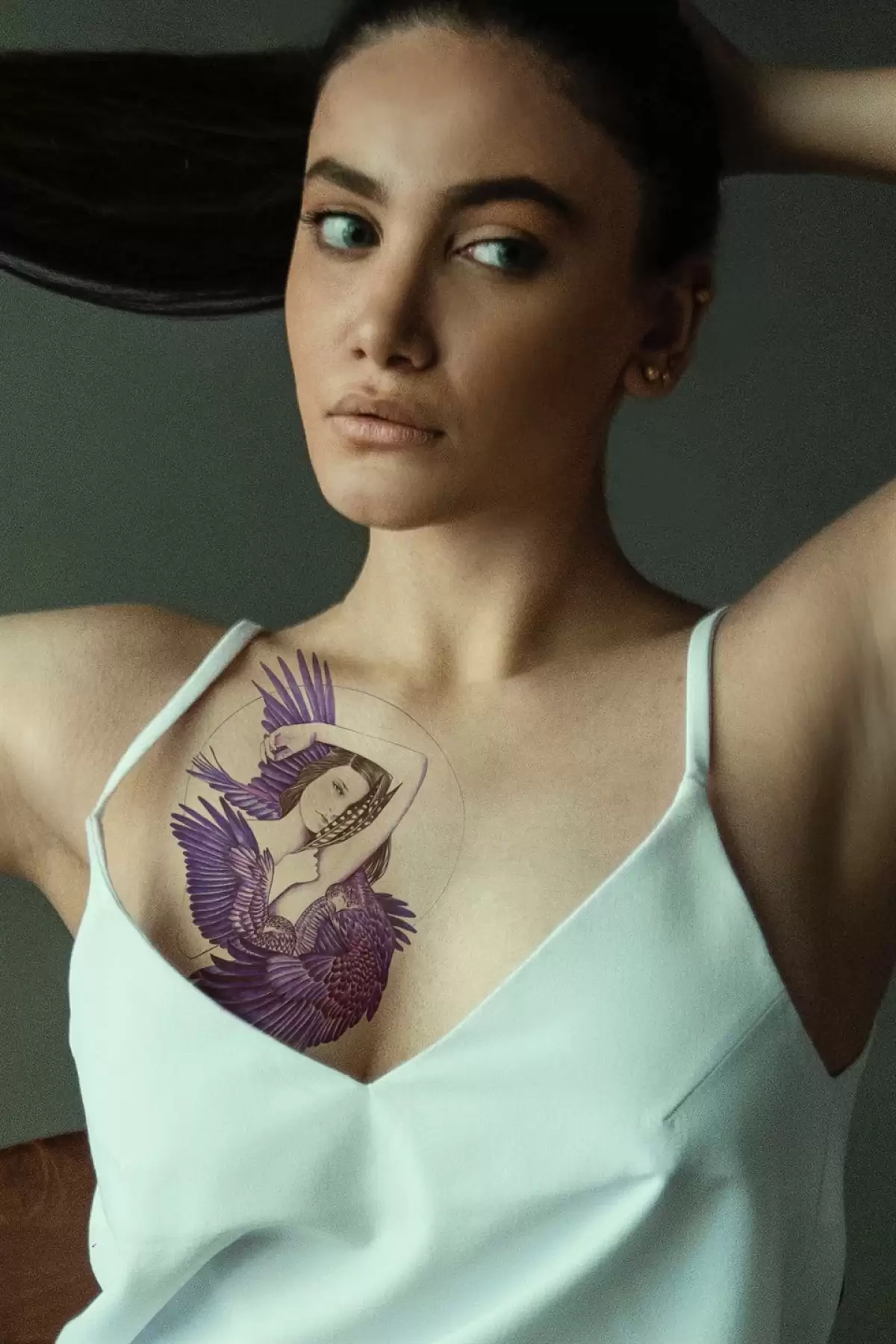 Geçici Kadın ve Kuş Modelli Dövme Tattoo