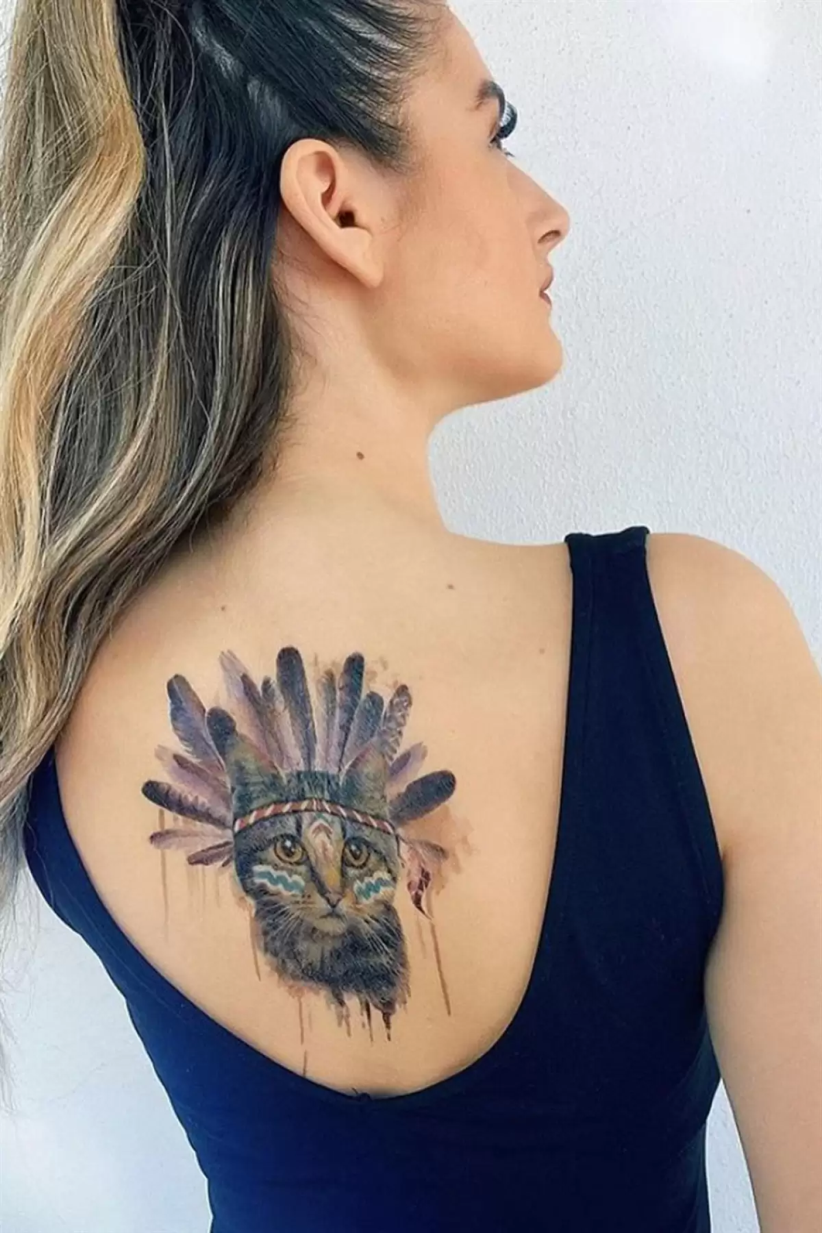 Geçici Kızılderili Kedi Dövme Tattoo