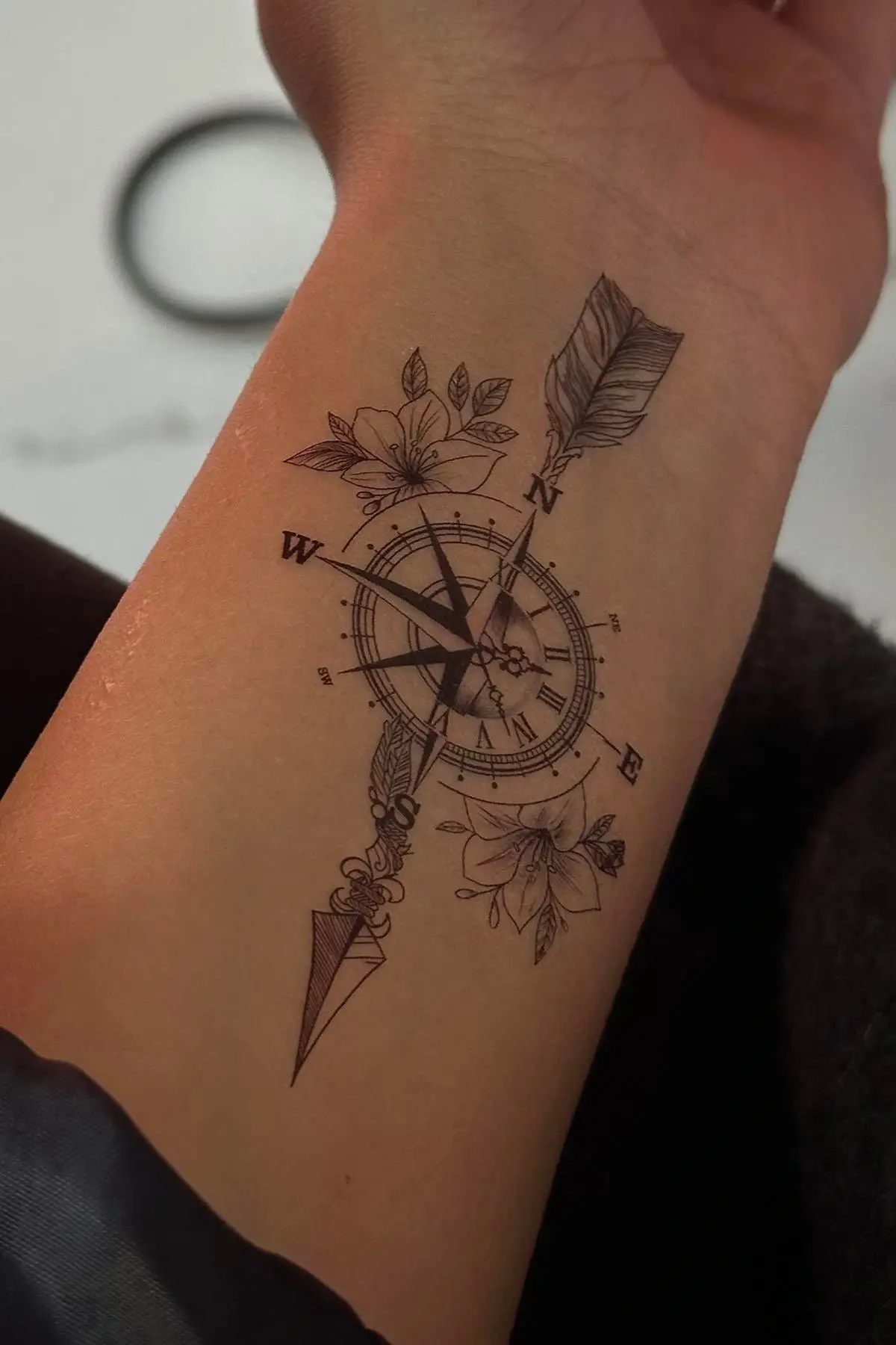 Geçici Pusula Figürlü Mini Dövme Tattoo