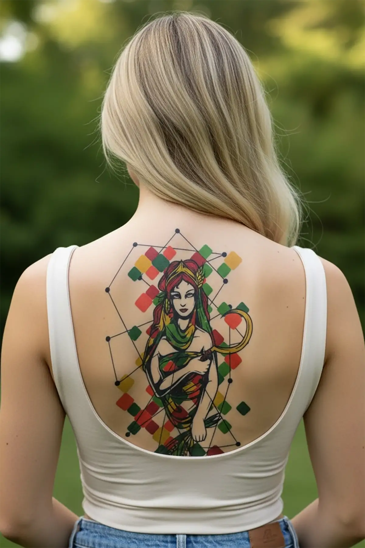 Geçici Savaşçı Kadın Modelli Dövme Tattoo