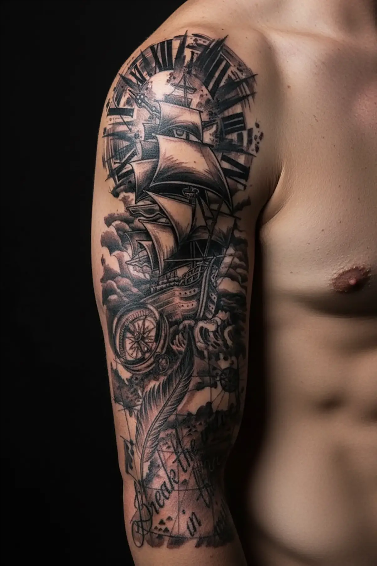 Gemi Figürlü 12 Saat Sonra Kararan Geçici Kol Dövme Tattoo