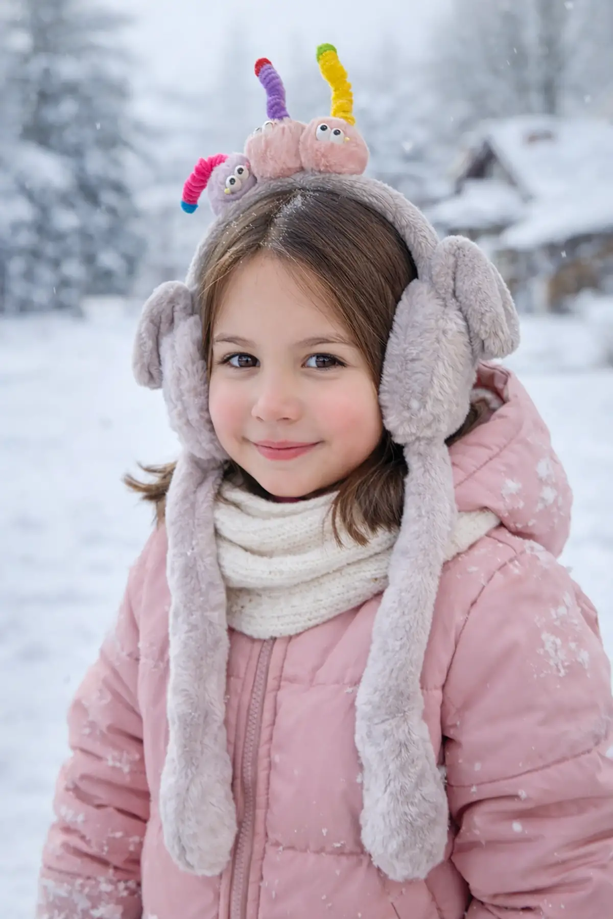 Gri Renk Canavar Figürlü Kulakları Oynayan Peluş Kulaklık