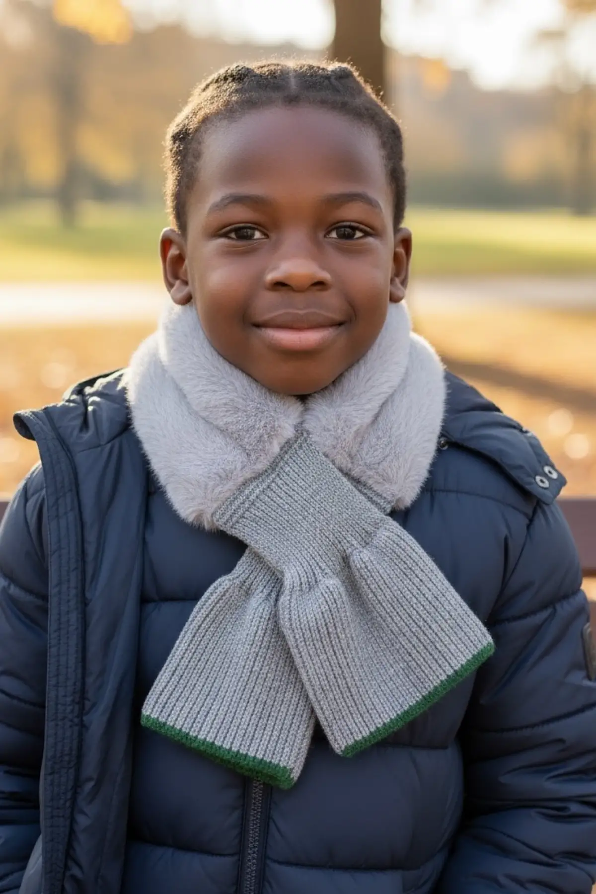 Gri Renk Çocuk Peluş Atkı