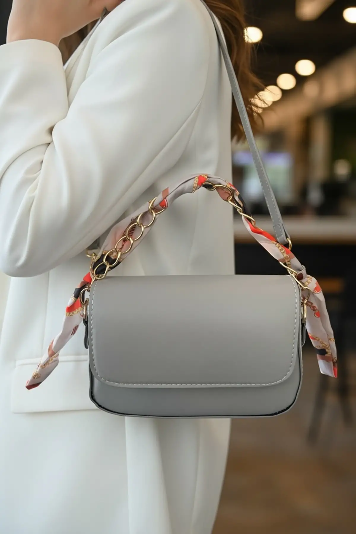 Gri Renk Kadın Deri Çanta