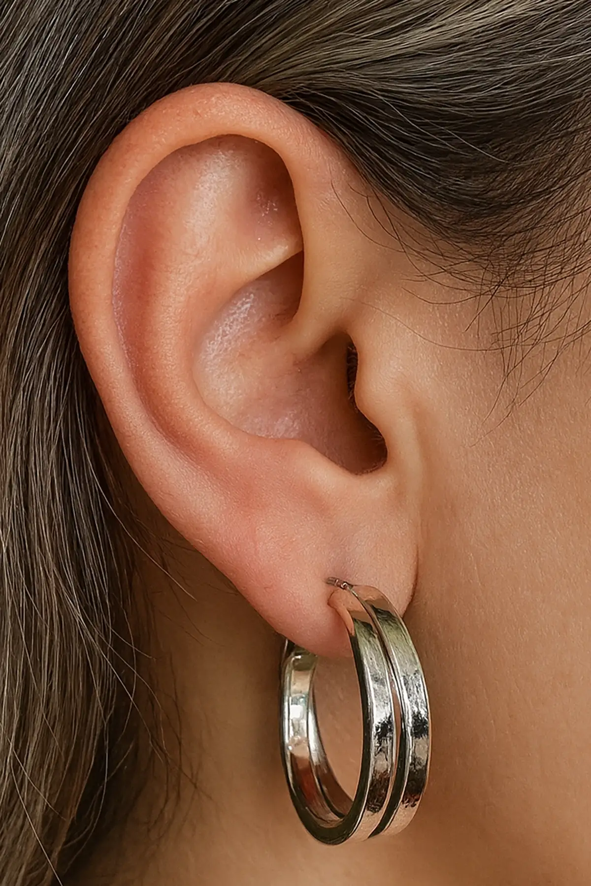 Gümüş Renk 15MM Halka Küpe (Çift)