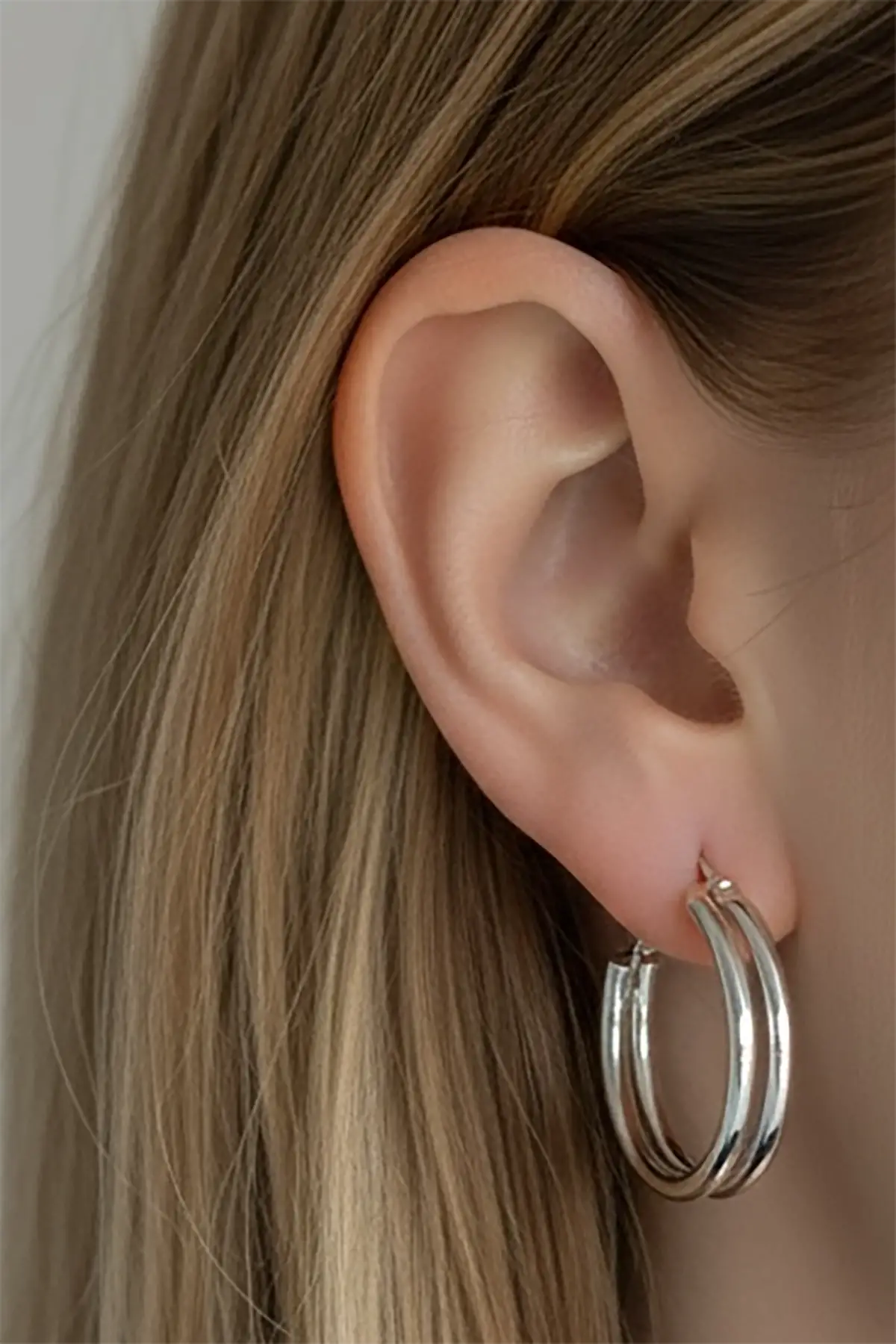 Gümüş Renk 20MM Halka Küpe (Çift)