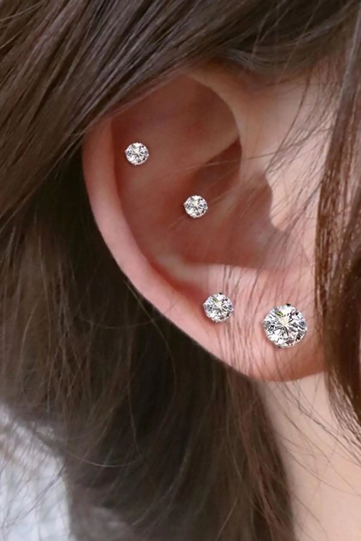 Gümüş Renk 6lı Burun/Dudak/Kulak Delik Gerektirmeyen Cerrahi Mıknatıslı Çelik Piercing