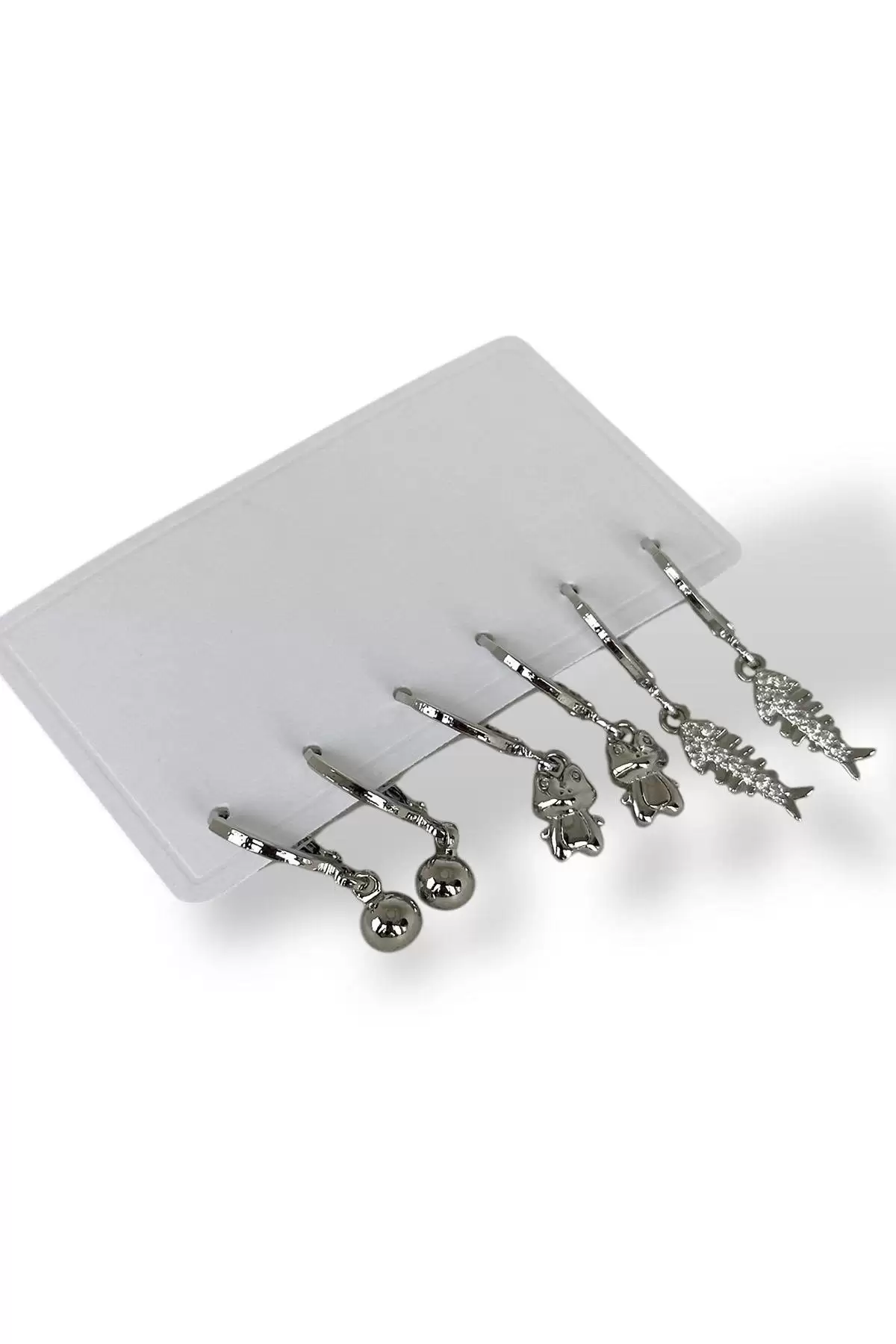 Gümüş Renk 6lı Karışık Figürlü Küpe Set