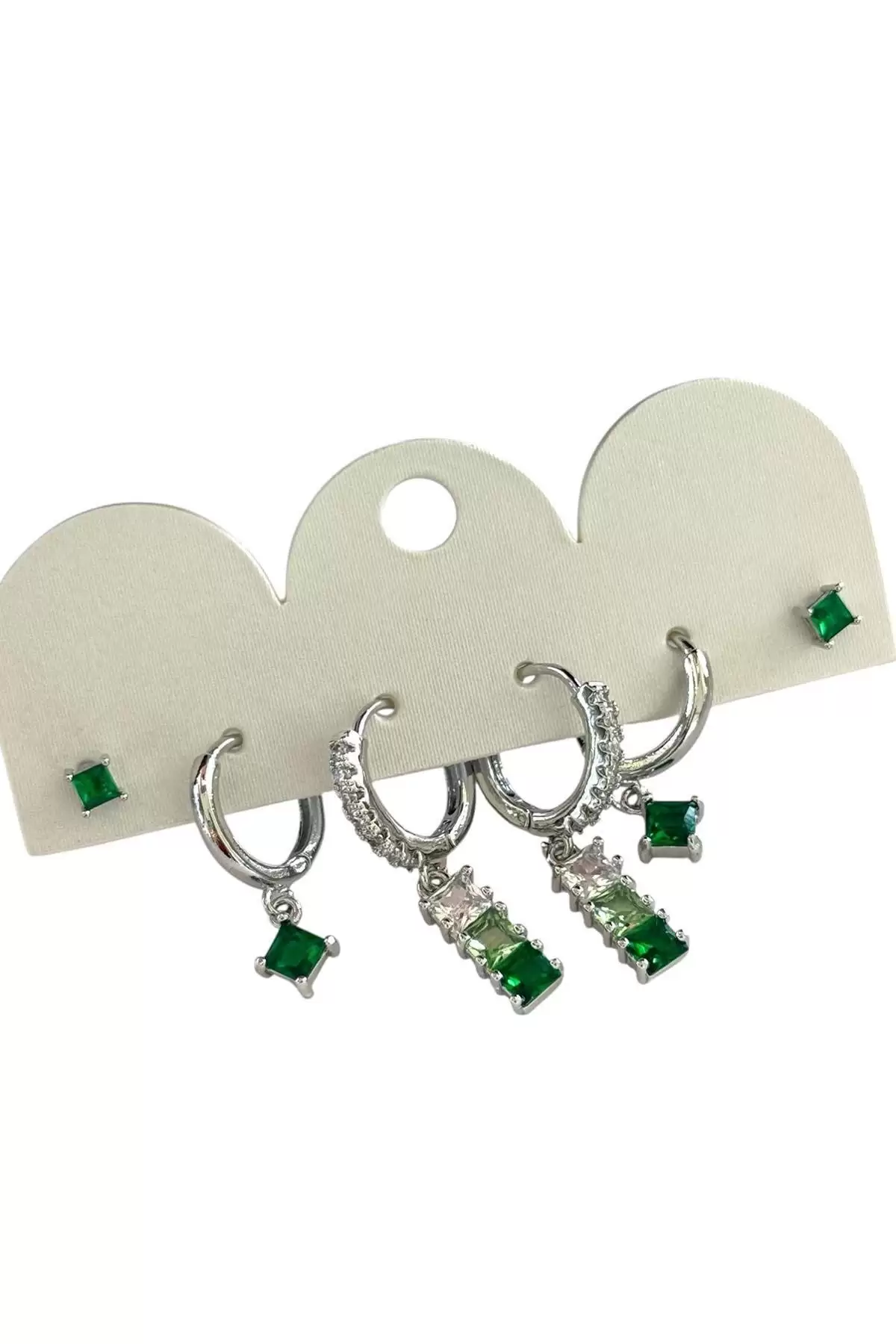 Gümüş Renk 6lı Taş Detaylı Set Küpe