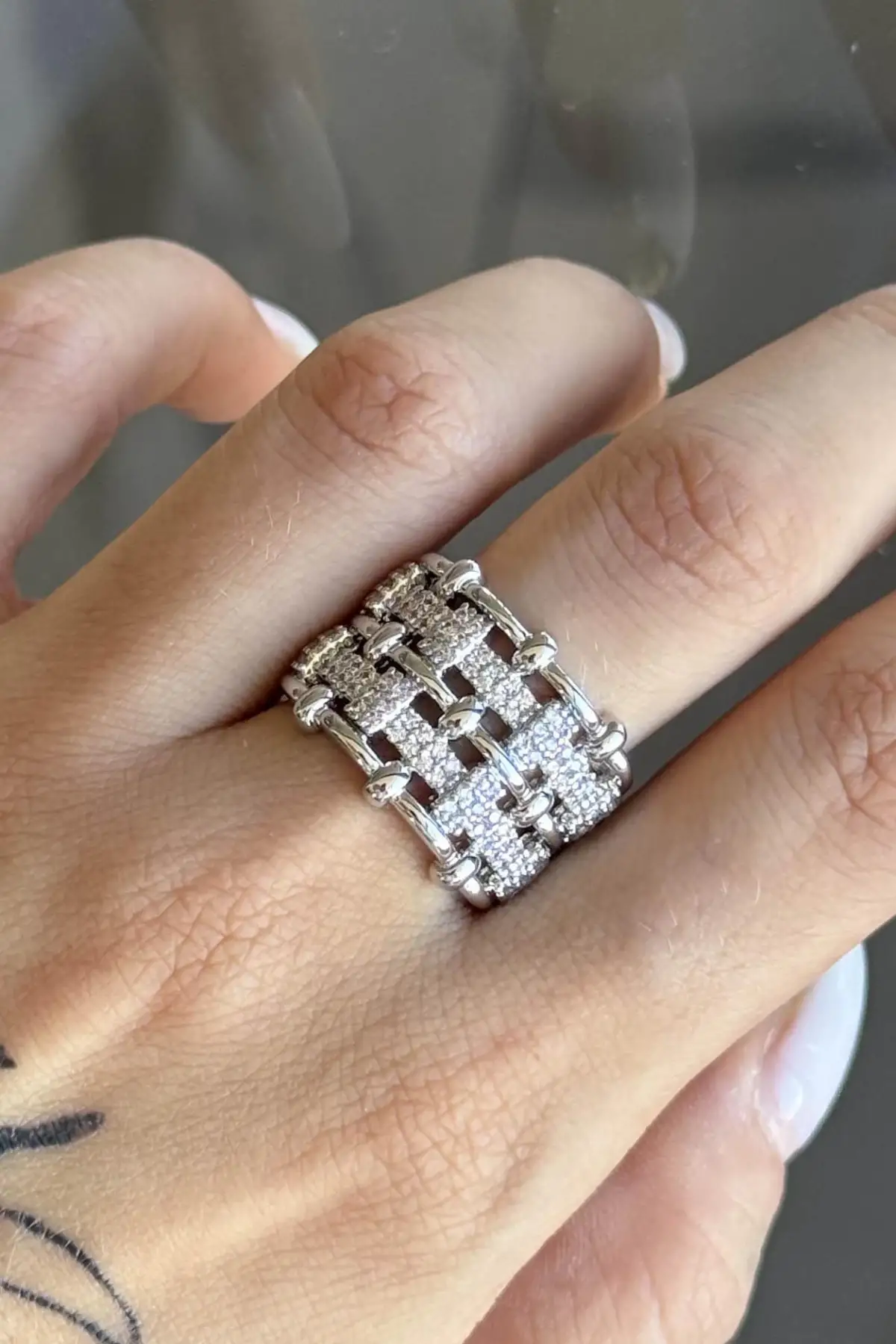 Gümüş Renk  Ayarlanabilir Çelik Yüzük