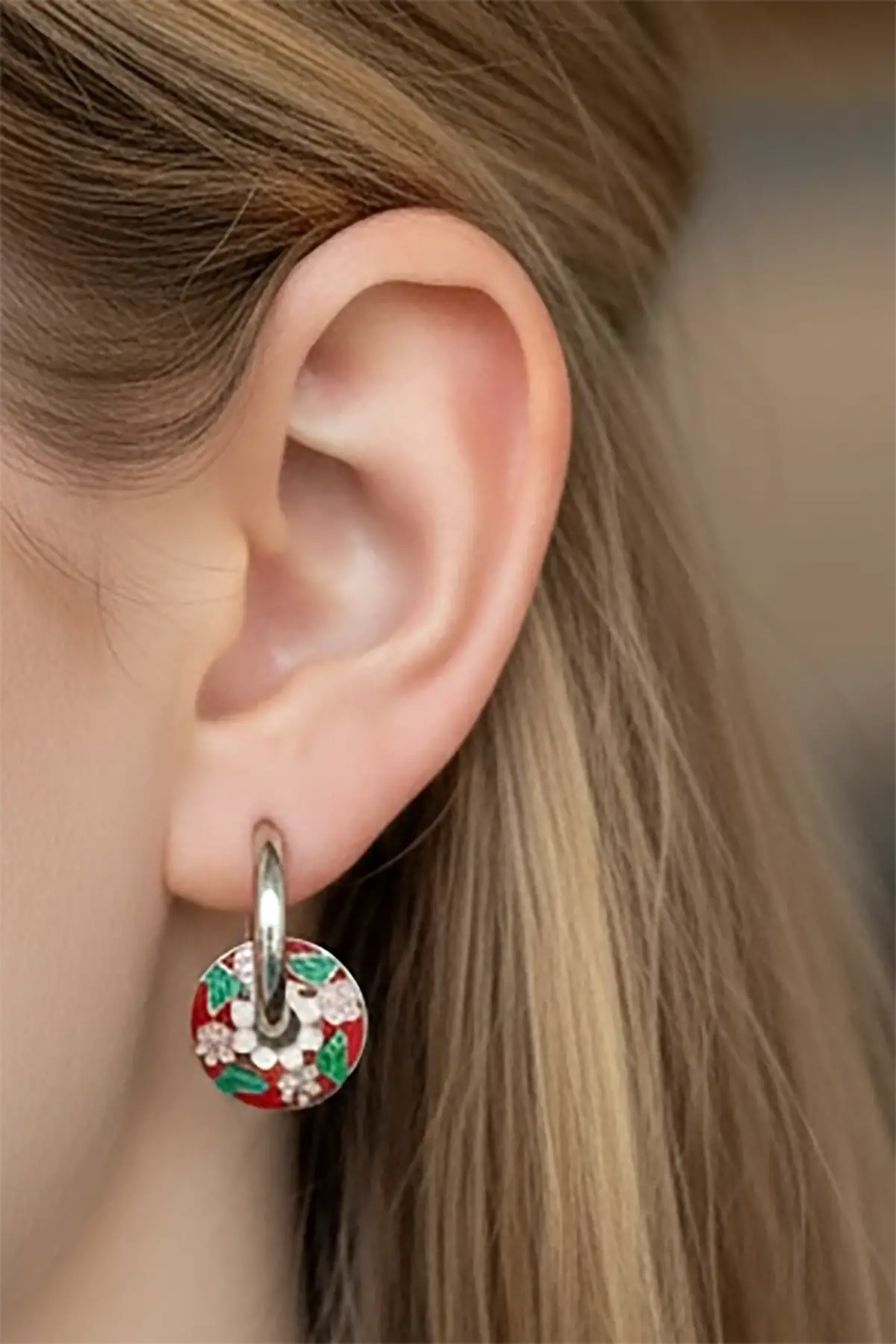 Gümüş Renk Çelik Halka Küpe (Çift)