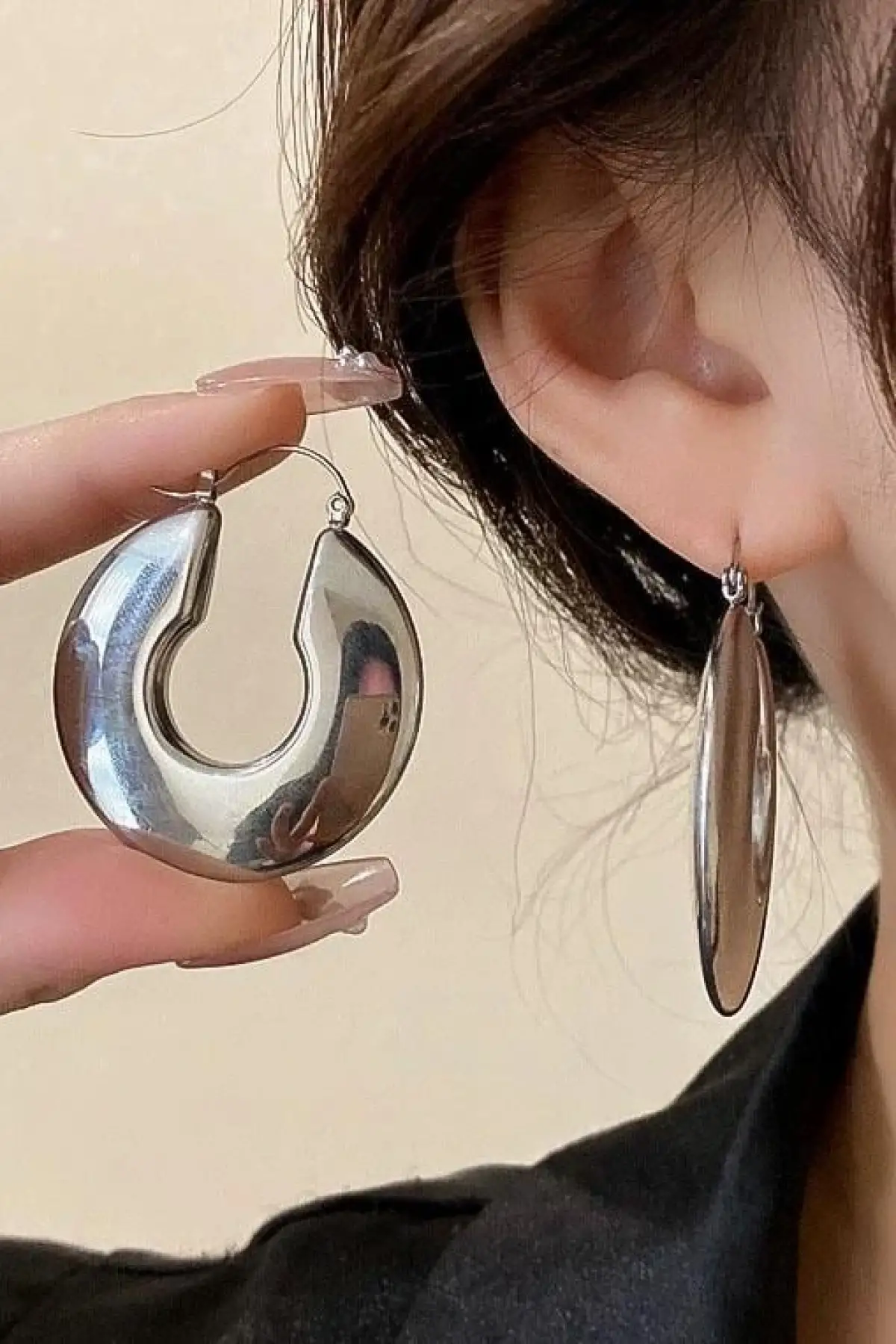 Gümüş Renk Çelik Halka Küpe (Çift)