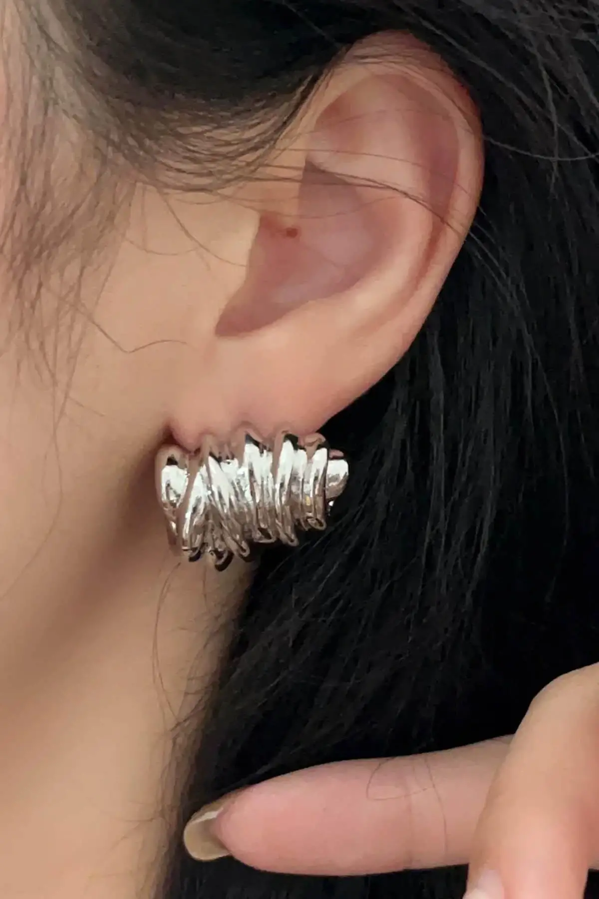 Gümüş Renk Çelik Küpe (Çift)