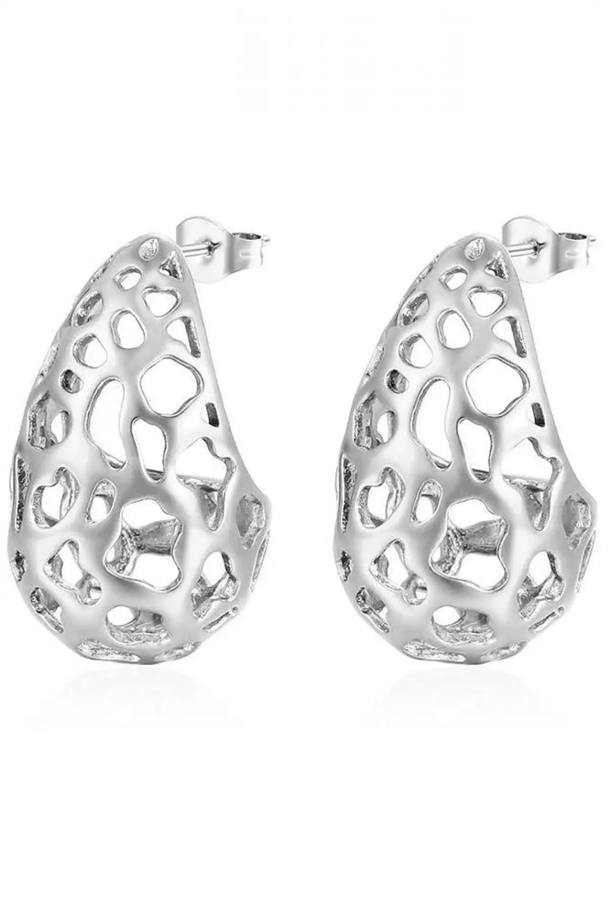 Gümüş Renk Çelik Küpe (Çift)